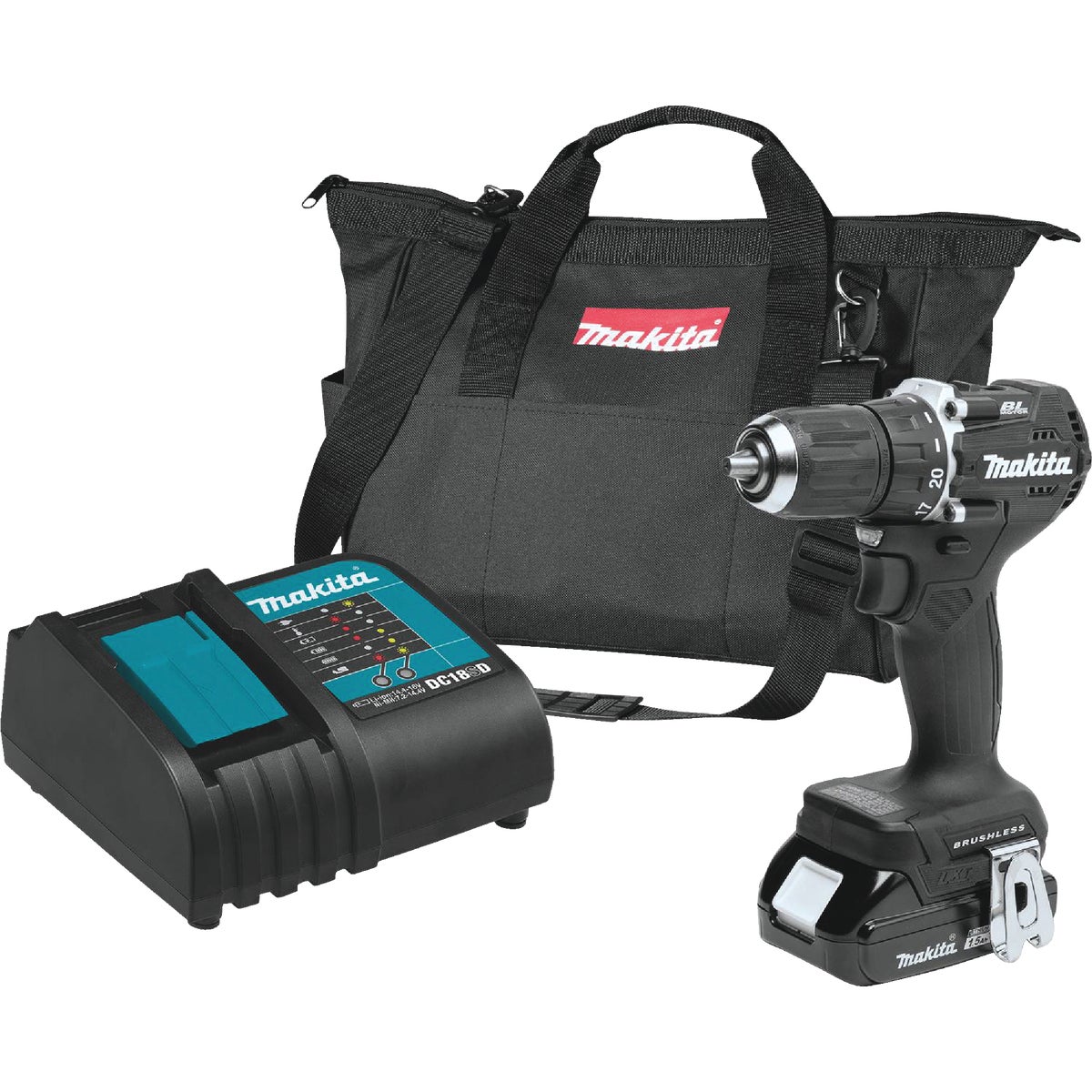 Makita 18V LXT Lithium-Ion 1/2 In. Brushless Sub-Compact Cordless Drill Kit with 1.5 Ah Battery & Charger