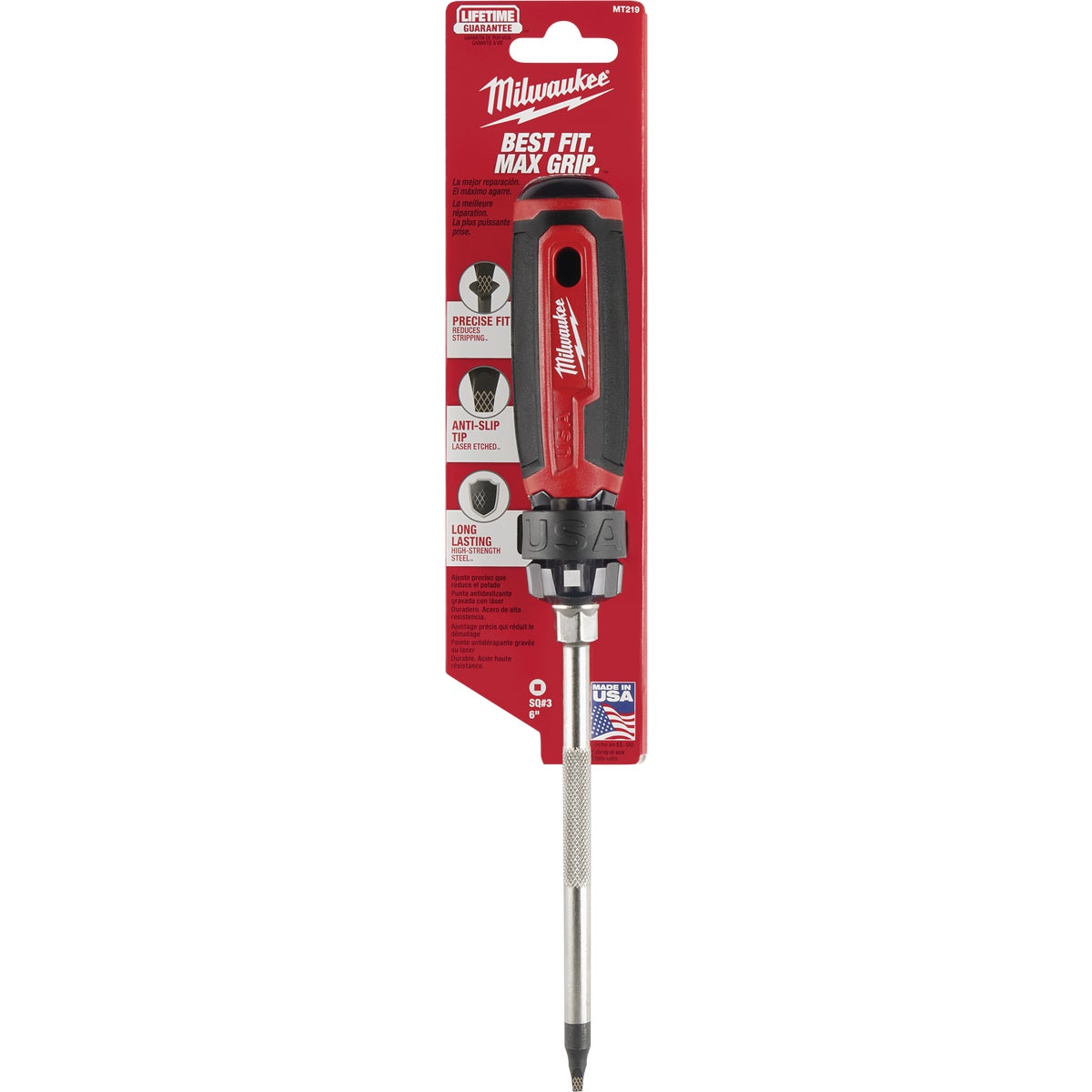 Milwaukee #3 x 6 In. Square Recess Cushion Grip Screwdriver (USA) Image 7