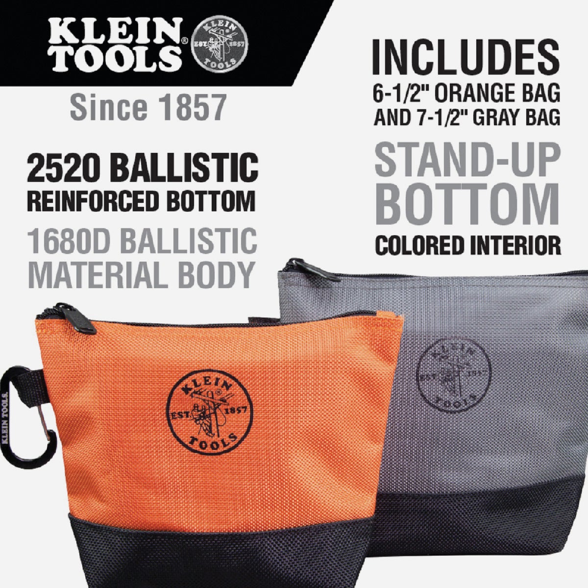 Klein 1-Pocket 8-1/2 In. & 9 In. Stand-Up Zipper Tool Bag (2-Pack) Image 4