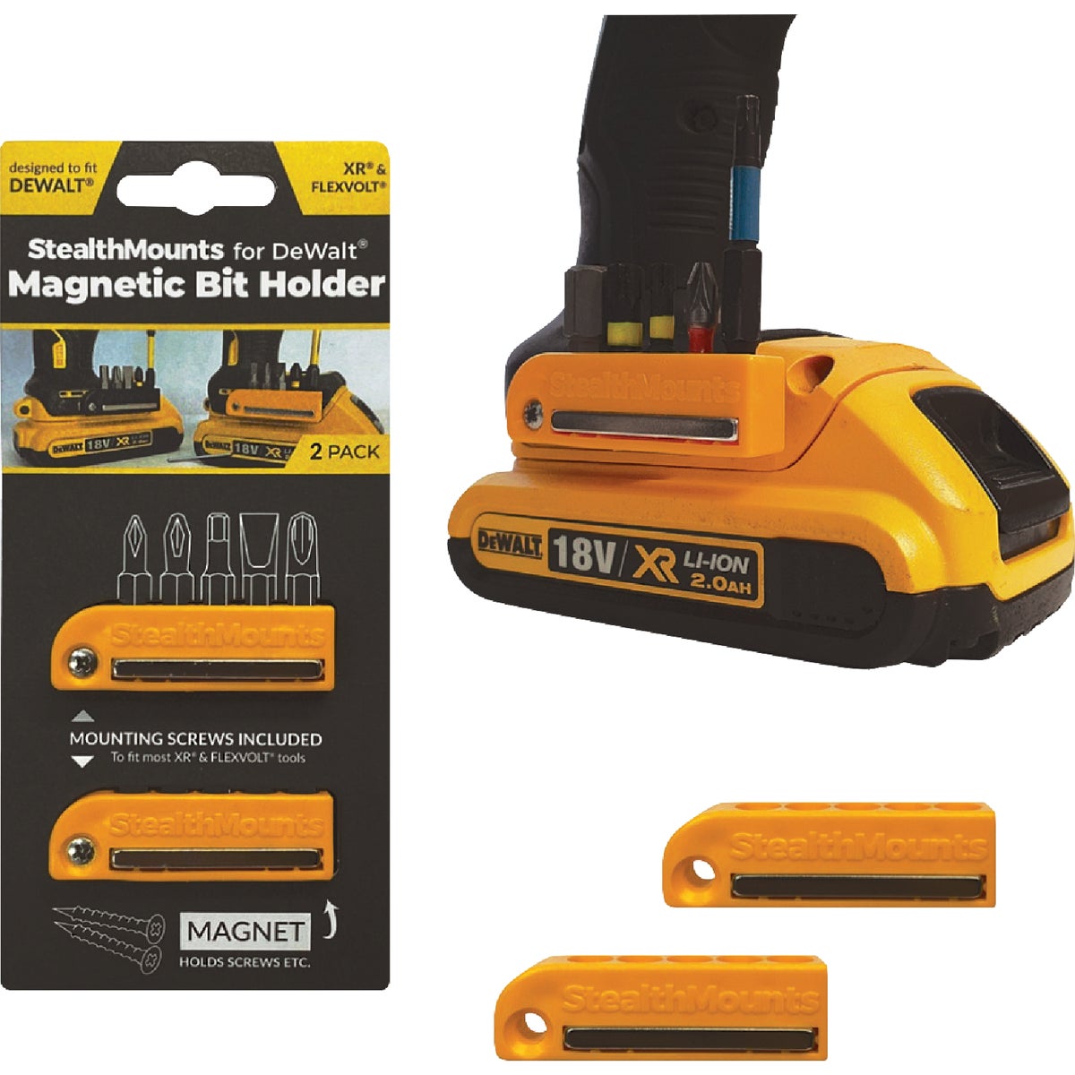 StealthMounts Magnetic Bit Holders for DEWALT 20V MAX (2-Pack)