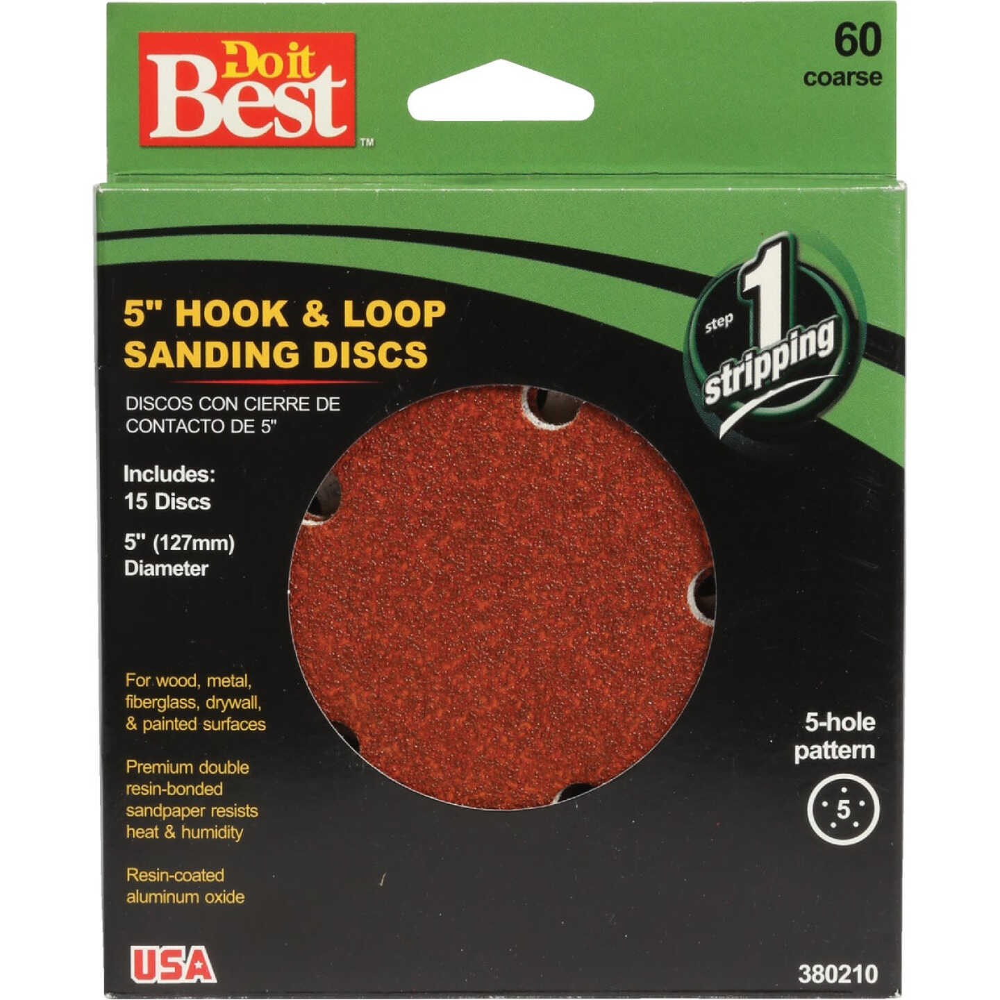 Do it Best 5 In. 60-Grit 5-Hole Pattern Vented Sanding Disc with Hook & Loop Backing (15-Pack) Image 1