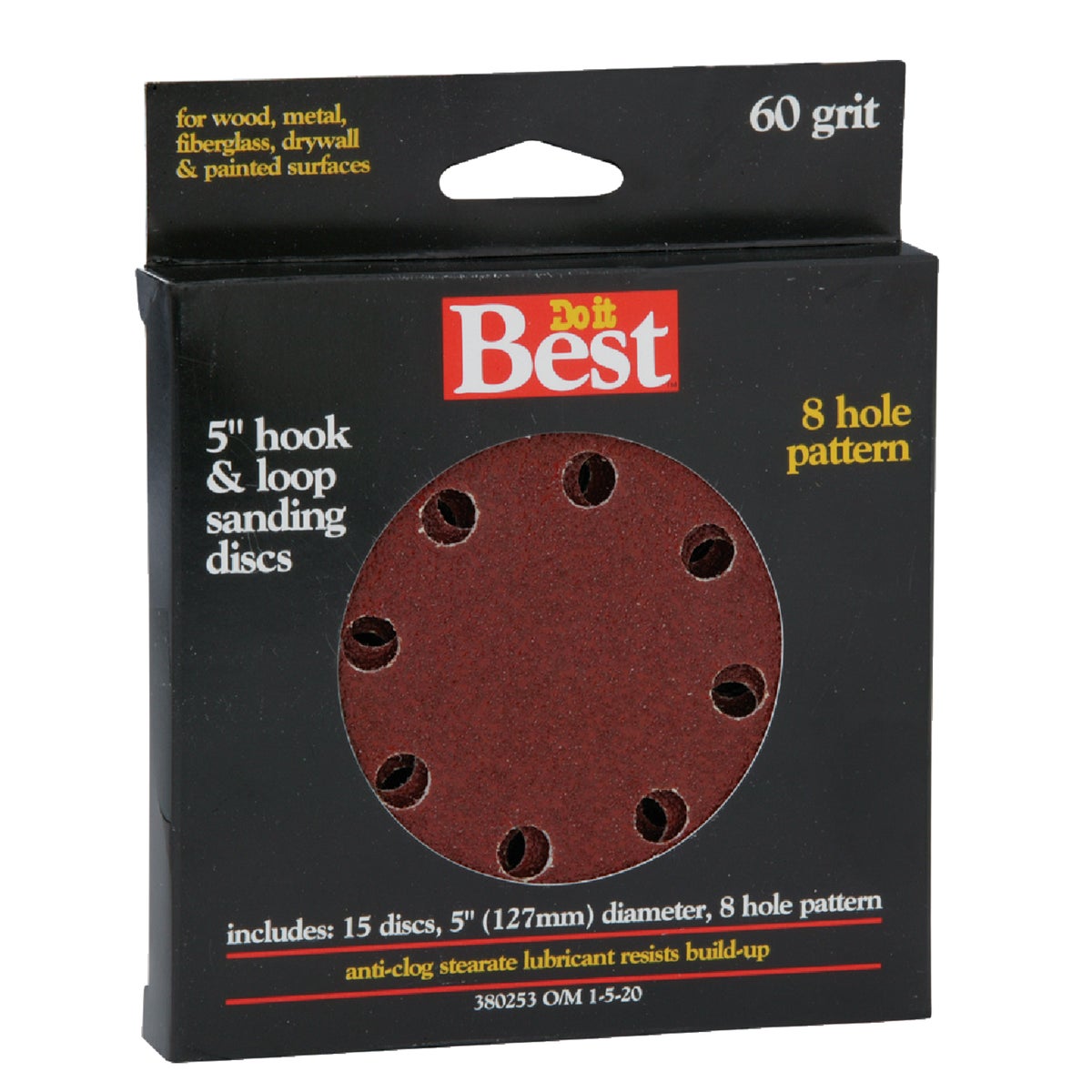 Do it Best 5 In. 60-Grit 8-Hole Pattern Vented Sanding Disc with Hook & Loop Backing (15-Pack) Image 1