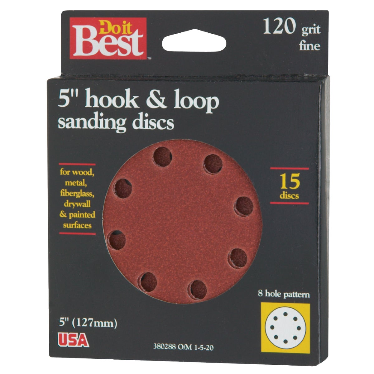 Do it Best 5 In. 120-Grit 8-Hole Pattern Vented Sanding Disc with Hook & Loop Backing (15-Pack) Image 1