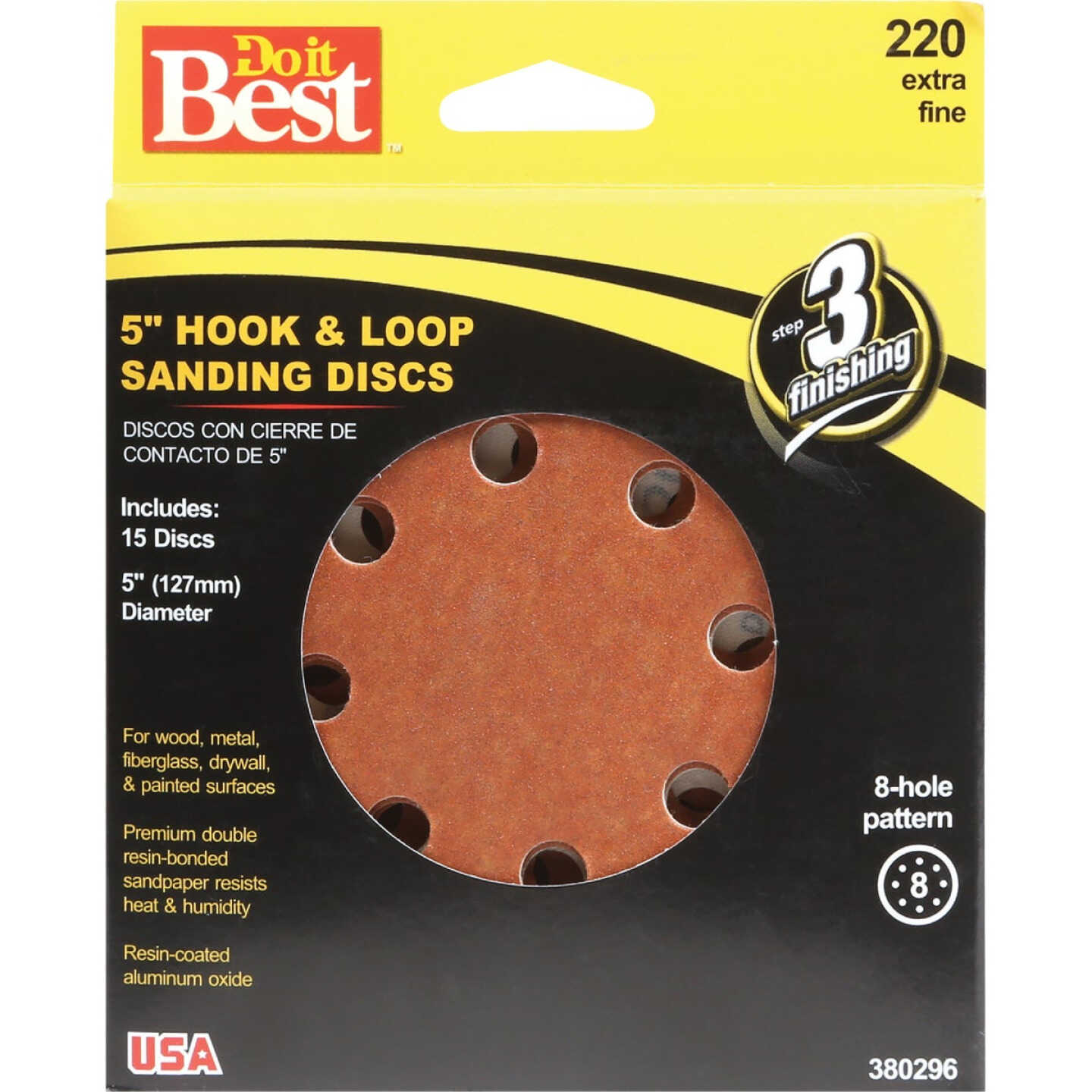 Do it Best 5 In. 220-Grit 8-Hole Pattern Vented Sanding Disc with Hook & Loop Backing (15-Pack) Image 1