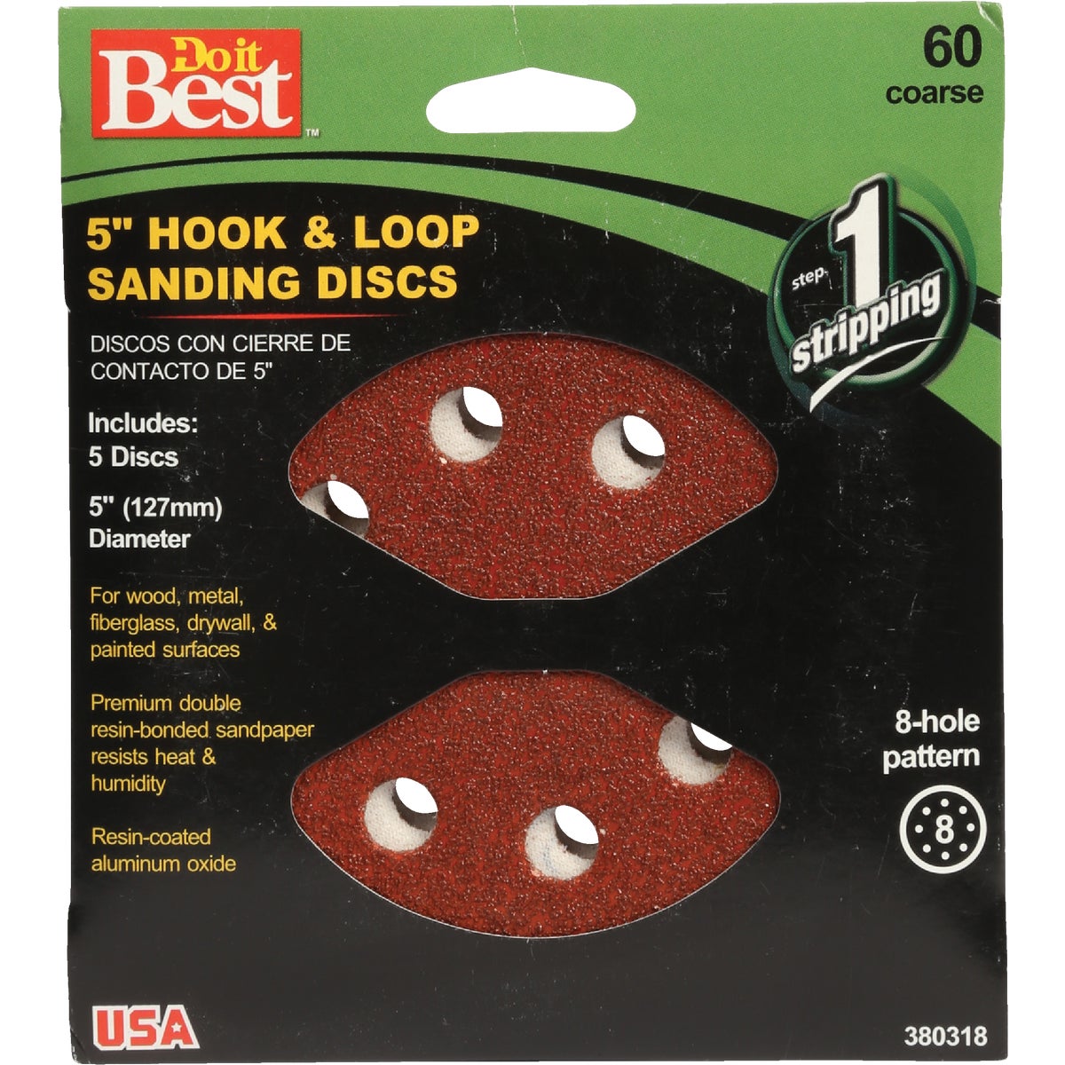 Do it Best 5 In. 60-Grit 8-Hole Pattern Vented Sanding Disc with Hook & Loop Backing (5-Pack) Image 1
