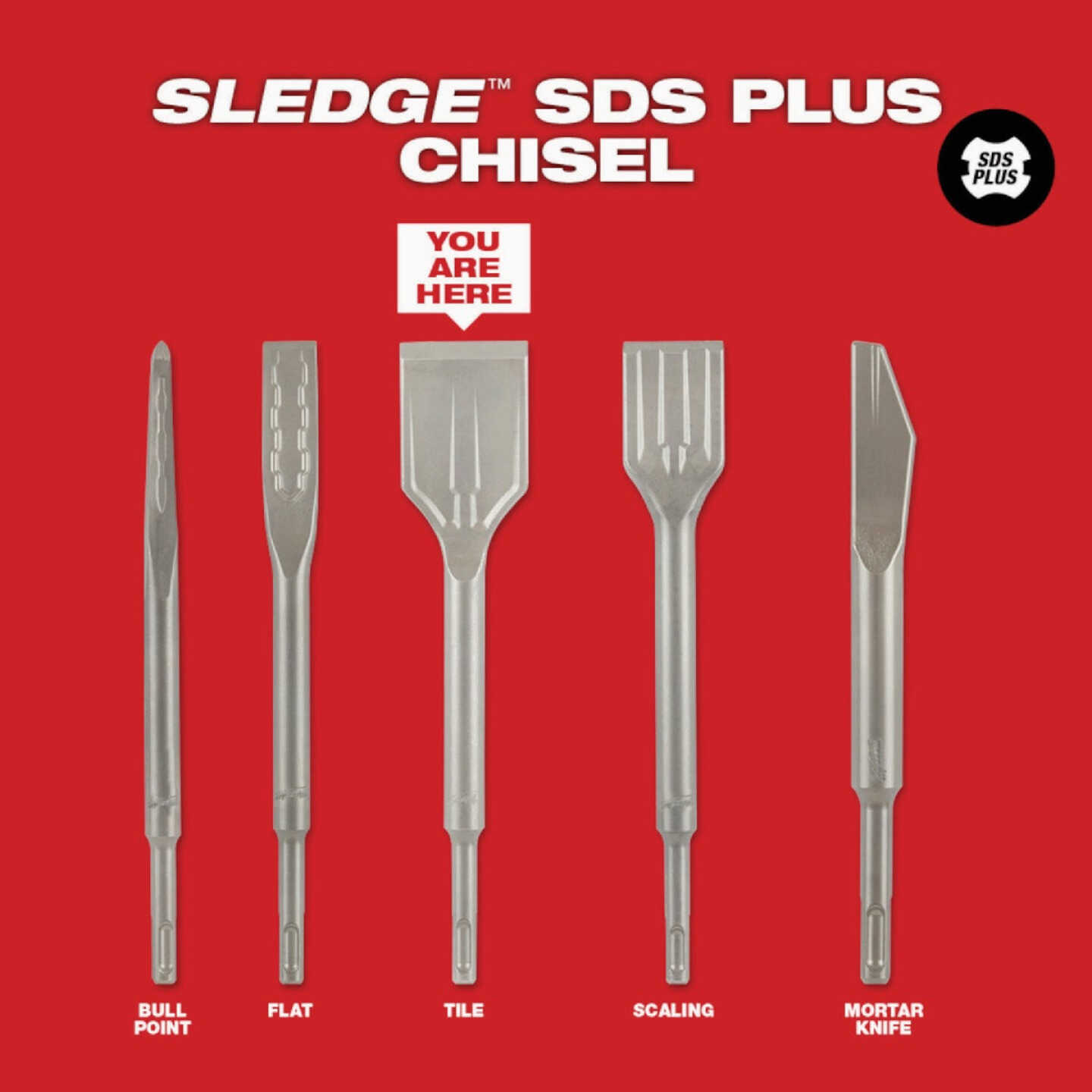 Milwaukee SLEDGE SDS-PLUS 1-7/8 In. x 9-1/2 In. Tile Chisel Image 5