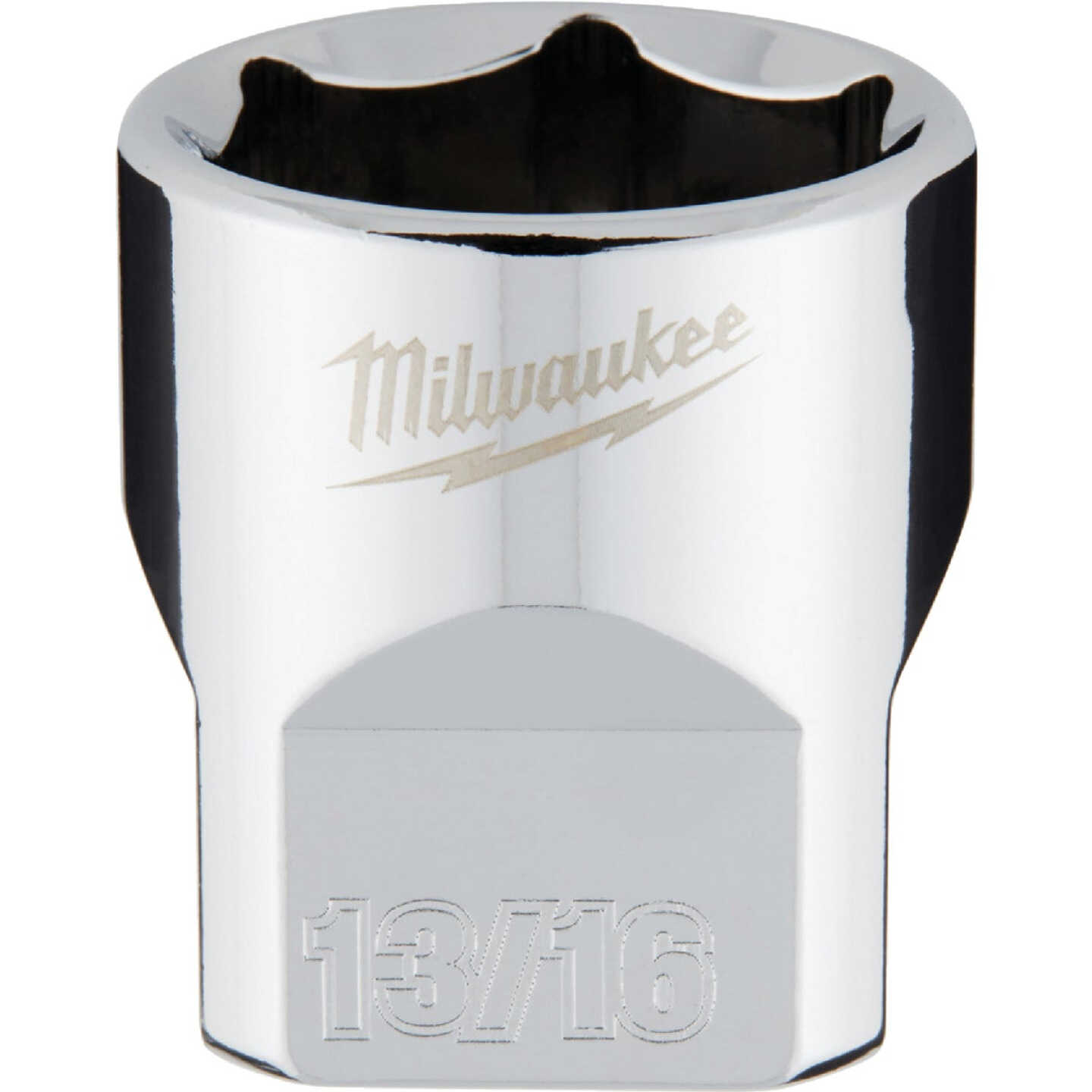 Milwaukee 3/8 In. Drive 13/16 In. 6-Point Shallow Standard Socket with FOUR FLAT Sides Image 1