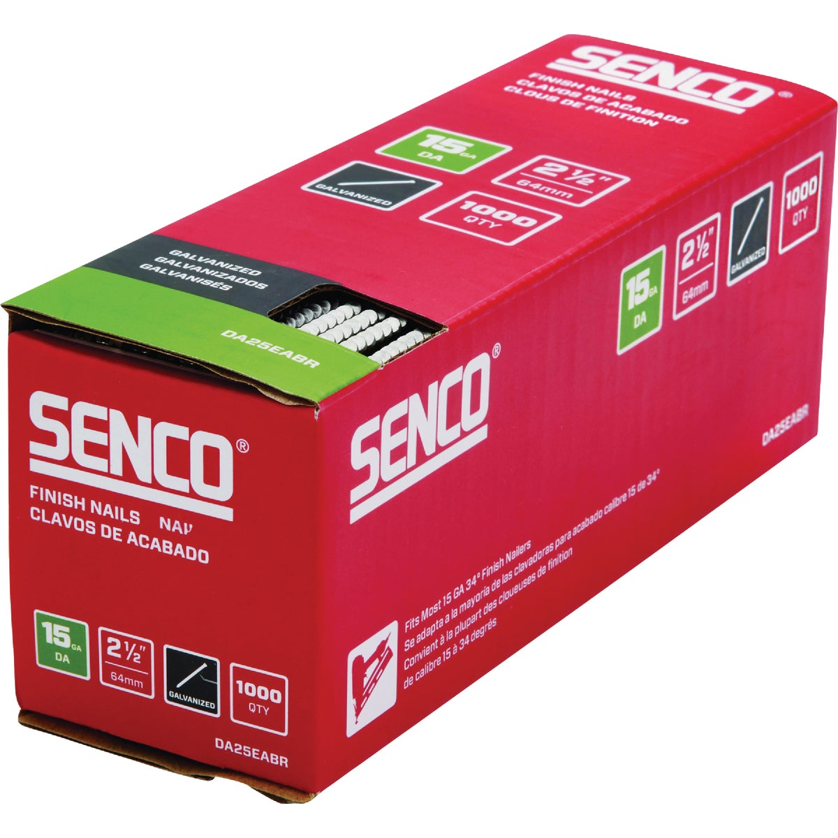 Senco 2-1/2 In. 15-Gauge Galvanized 34 Degree Angled Finish Nail (1000 Ct.) Image 2