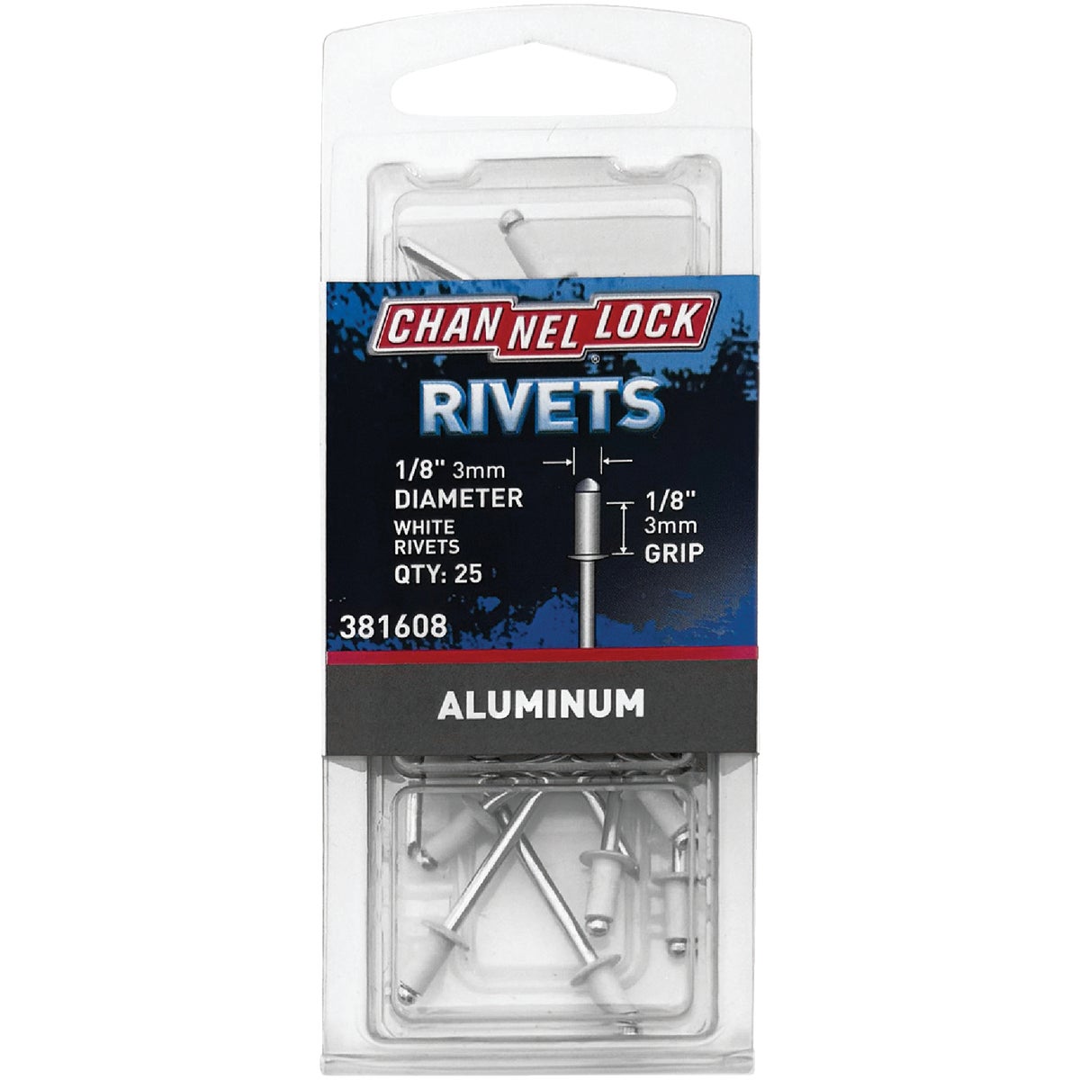 Channellock 1/8 In. Dia. x 1/8 In. Grip White Aluminum POP Rivet (25-Pack)