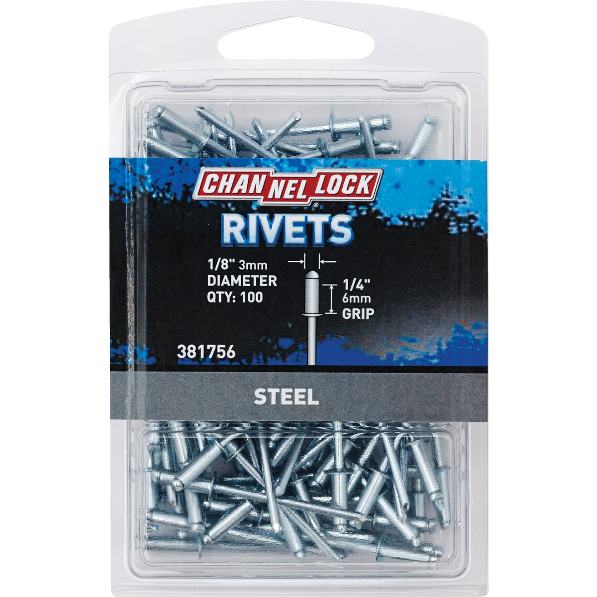 Channellock 1/8 In. Dia. x 1/4 In. Grip Steel POP Rivet (100-Pack) Image 1