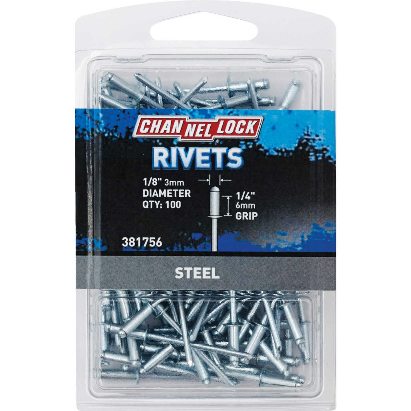 Channellock 1/8 In. Dia. x 1/4 In. Grip Steel POP Rivet (100-Pack) Image 1