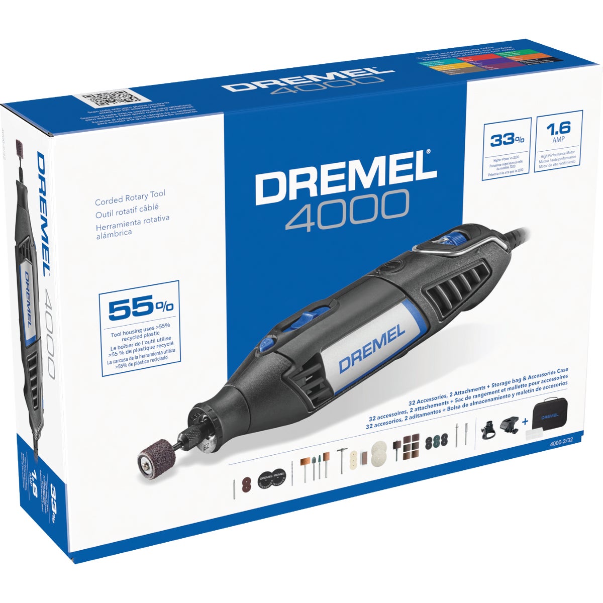 Dremel 4000 1.6-Amp Variable Speed Electric Rotary Tool Kit (32) Accessories & (2) Attachments Image 9