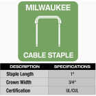 Milwaukee 1 In. x 3/4 In. Insulated Cable Staples (600-Count) Image 4