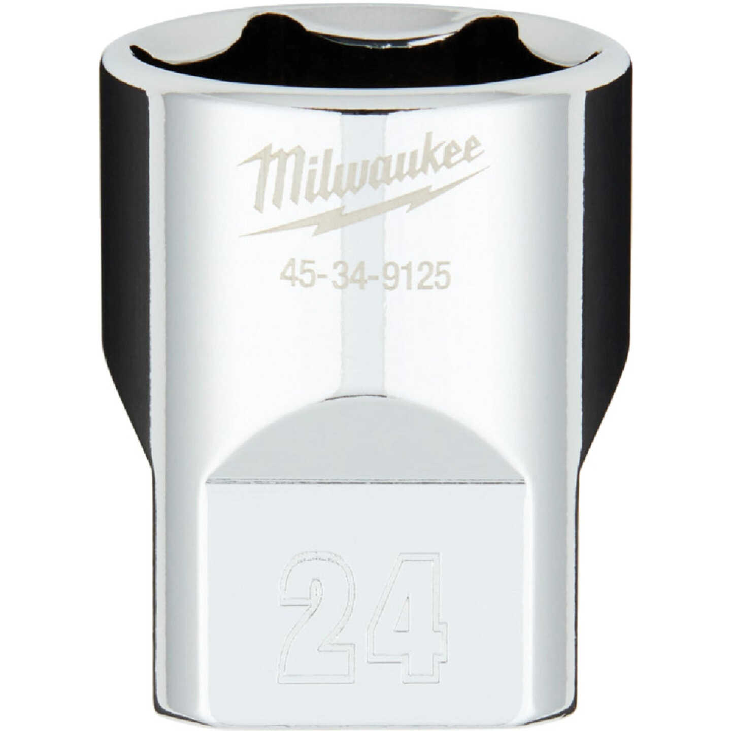 Milwaukee 1/2 In. Drive 24 mm 6-Point Shallow Metric Socket with FOUR FLAT Sides Image 1