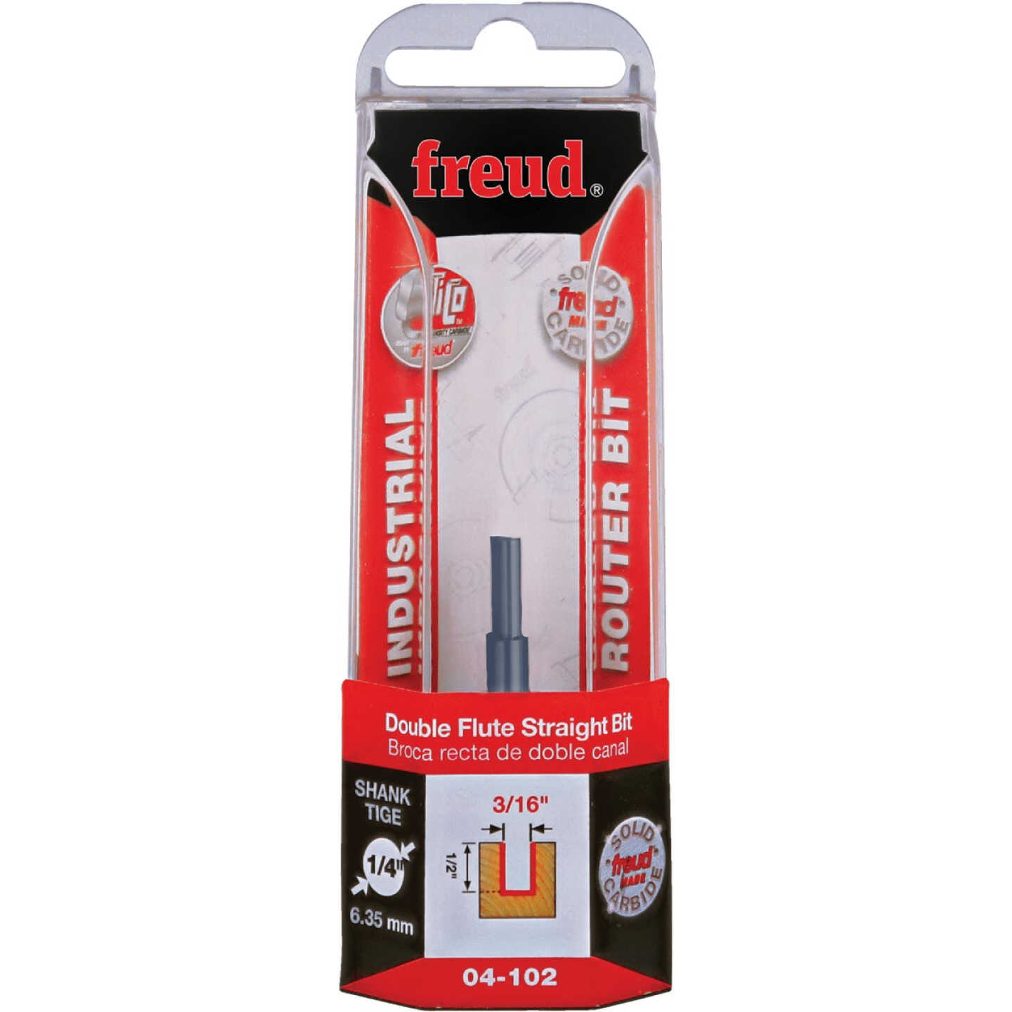 Freud 3/16 In. x 1/2 In. Double Flute Straight Router Bit Image 1
