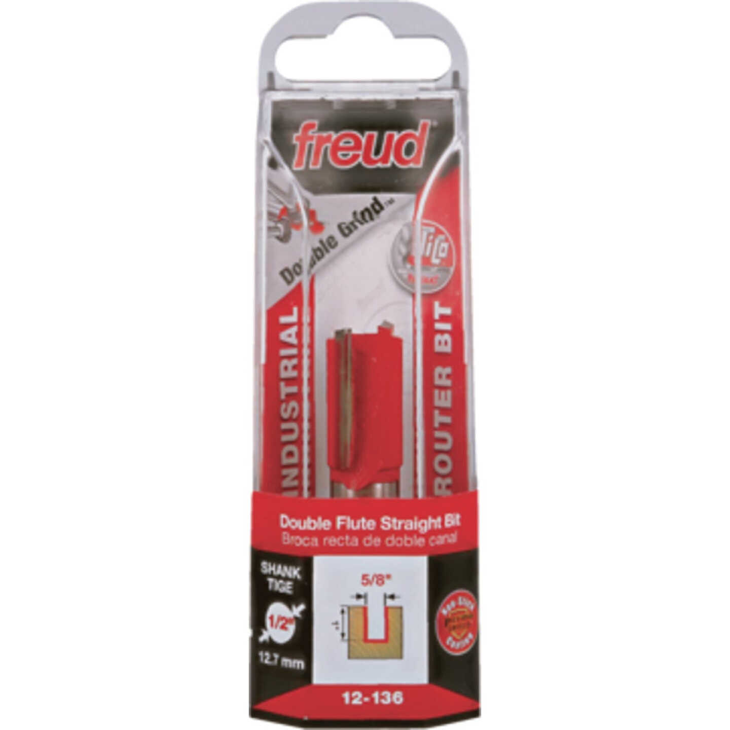 Freud 5/8 In. x 1 In. Double Flute Eclipse Grind Straight Router Bit Image 1