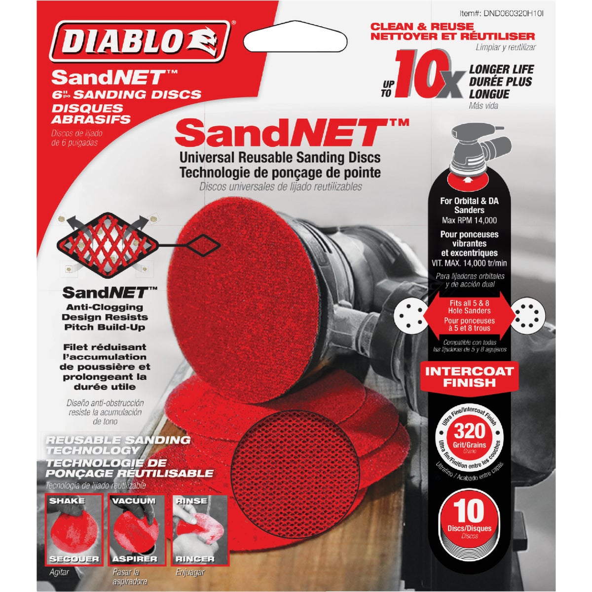 Diablo SandNet 6 In. 320 Grit Sanding Disc with Connection Pad (10-Pack) Image 1