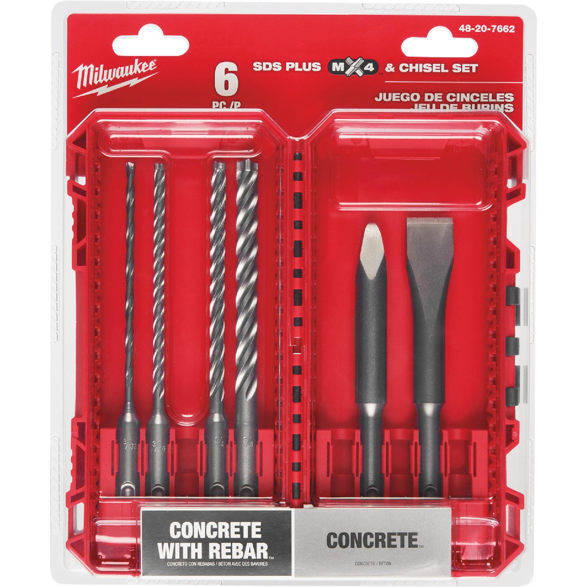 Milwaukee 6-Piece SDS Plus MX4 4-Cutter & Chisel Kit Image 6