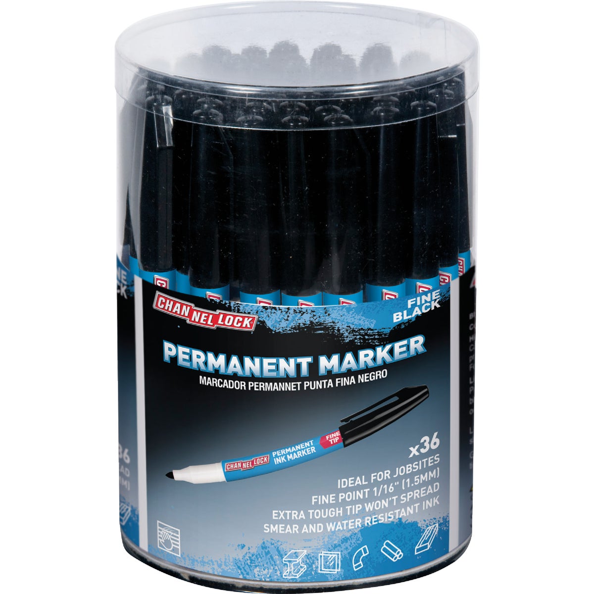 Channellock Fine Tip Black Ink Marker Display (36-Piece)