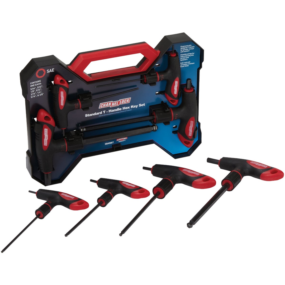 Channellock SAE T-Handle Ball-End Hex Key Set, 8-Piece