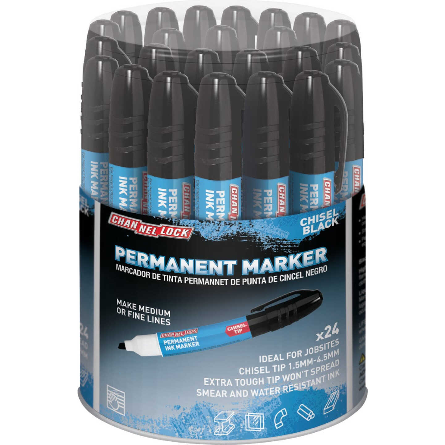 Channellock Chisel Tip Black Ink Marker Display (24-Piece) Image 1