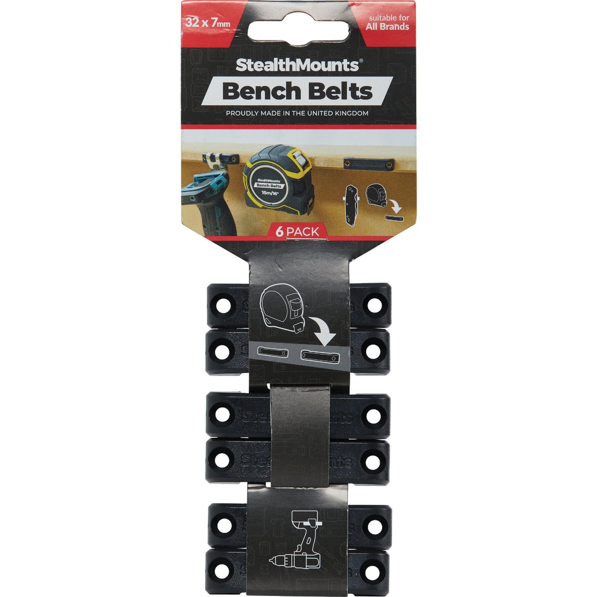 StealthMounts Bench Belts Universal Tool Hangers (6-Pack) Image 3