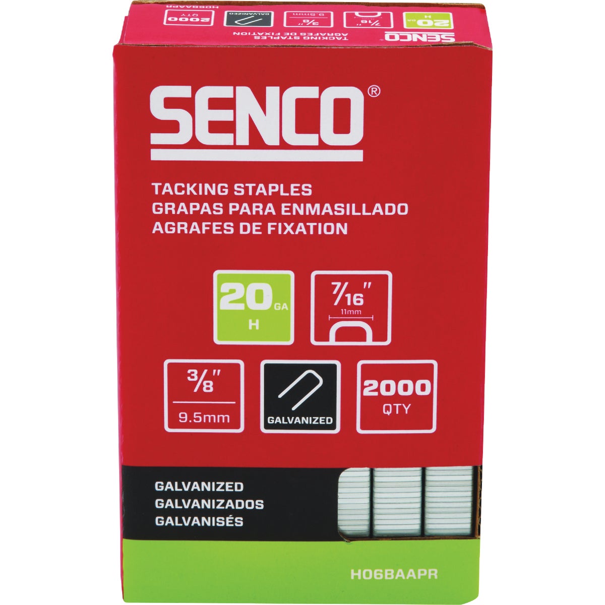 Senco 7/16 In. x 3/8 In. 20-Gauge Galvanized Fine Wire Hammer Tacker Staples (1000 Ct.) Image 2