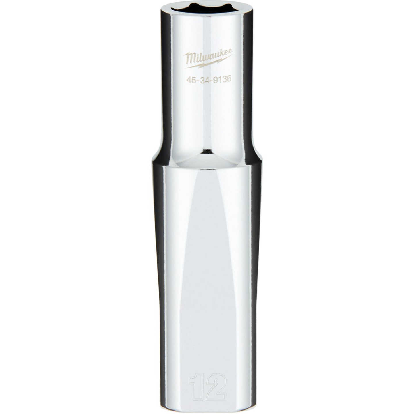 Milwaukee 1/2 In. Drive 12 mm 6-Point Deep Metric Socket with FOUR FLAT Sides Image 1