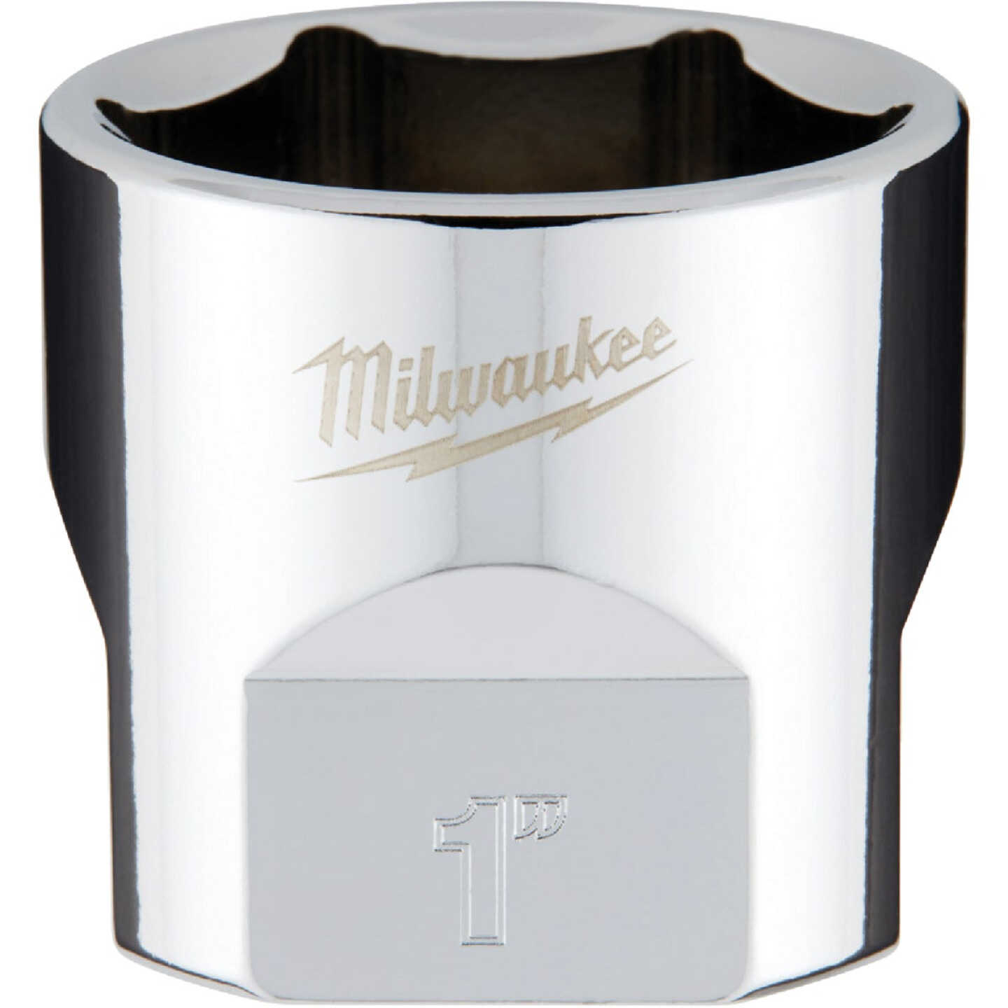 Milwaukee 3/8 In. Drive 1 In. 6-Point Shallow Standard Socket with FOUR FLAT Sides Image 1