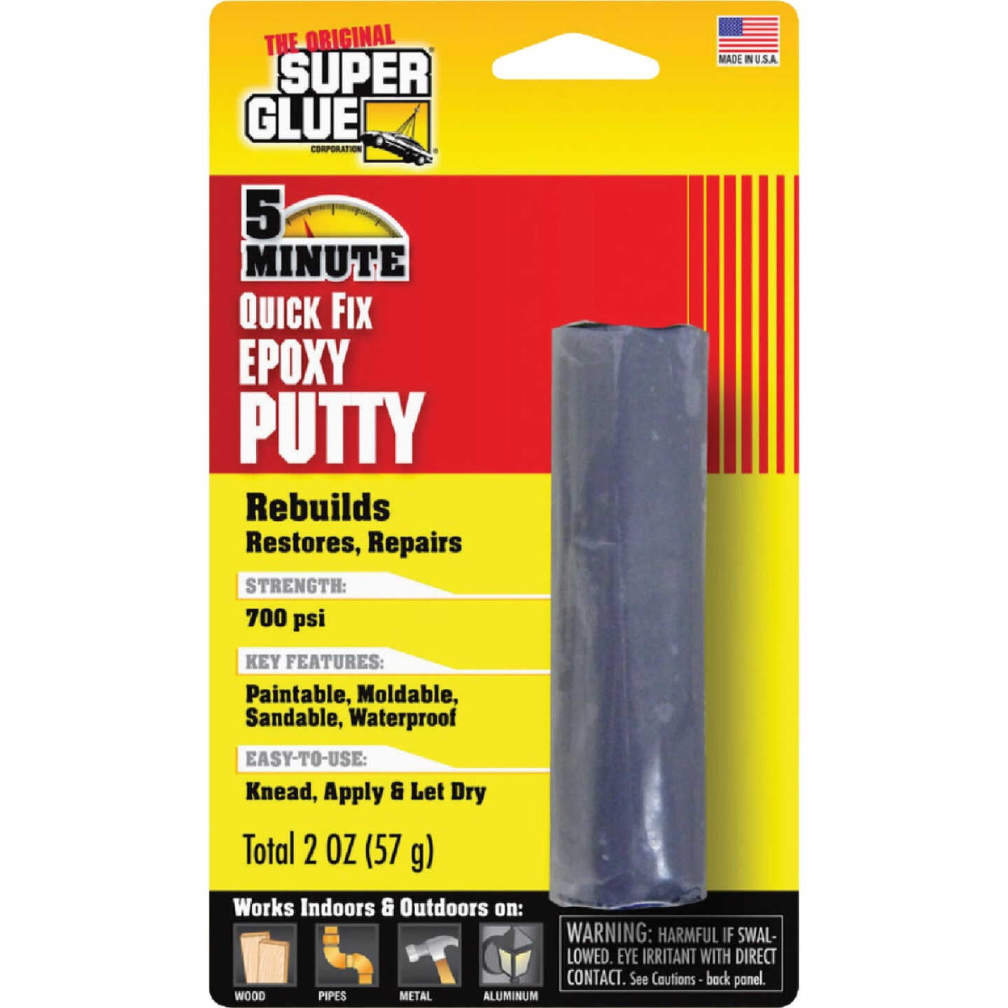 Super Glue 2 Oz. Quick Fix Metal Epoxy Putty Image 1