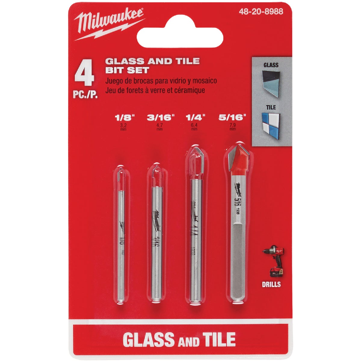 Milwaukee 4-Piece Glass and Tile Bit Set Image 2