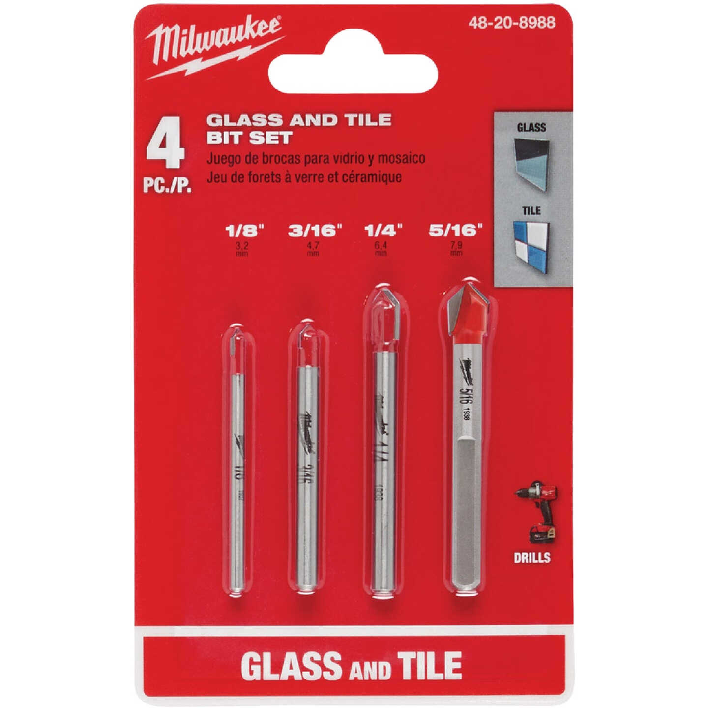 Milwaukee 4-Piece Glass and Tile Bit Set Image 2