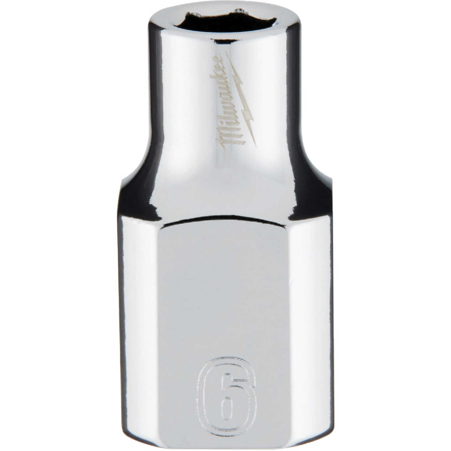 Milwaukee 3/8 In. Drive 6 mm 6-Point Shallow Metric Socket with FOUR FLAT Sides Image 1