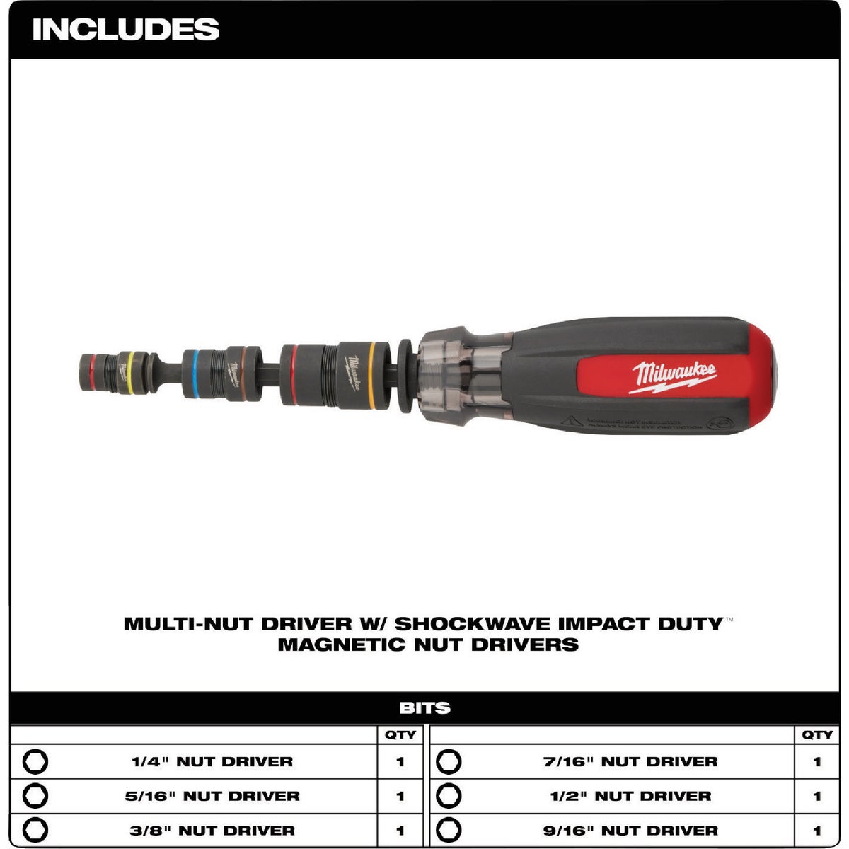 Milwaukee Multi-Nut Driver with SHOCKWAVE Impact Duty Magnetic Nut Drivers Image 2