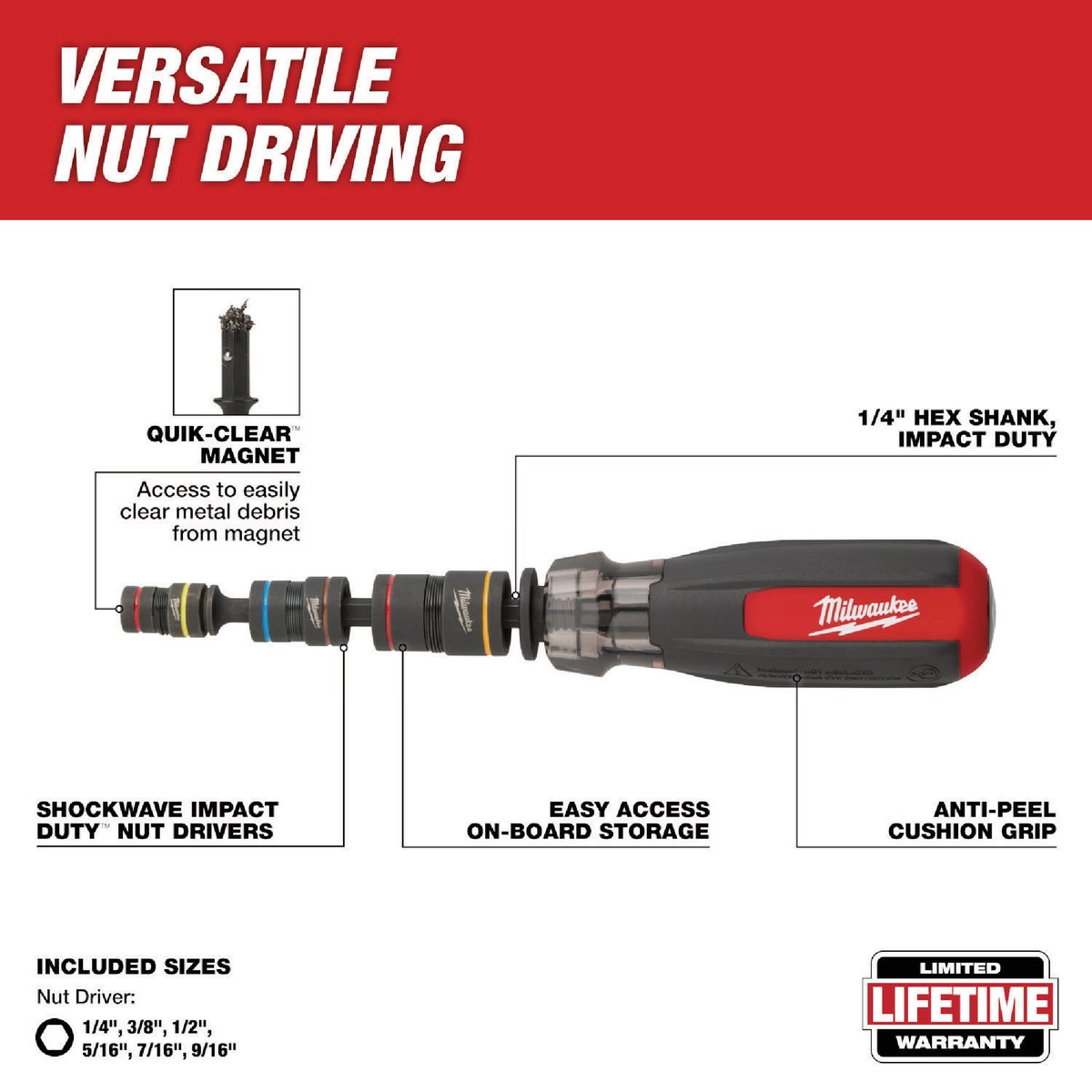 Milwaukee Multi-Nut Driver with SHOCKWAVE Impact Duty Magnetic Nut Drivers Image 3