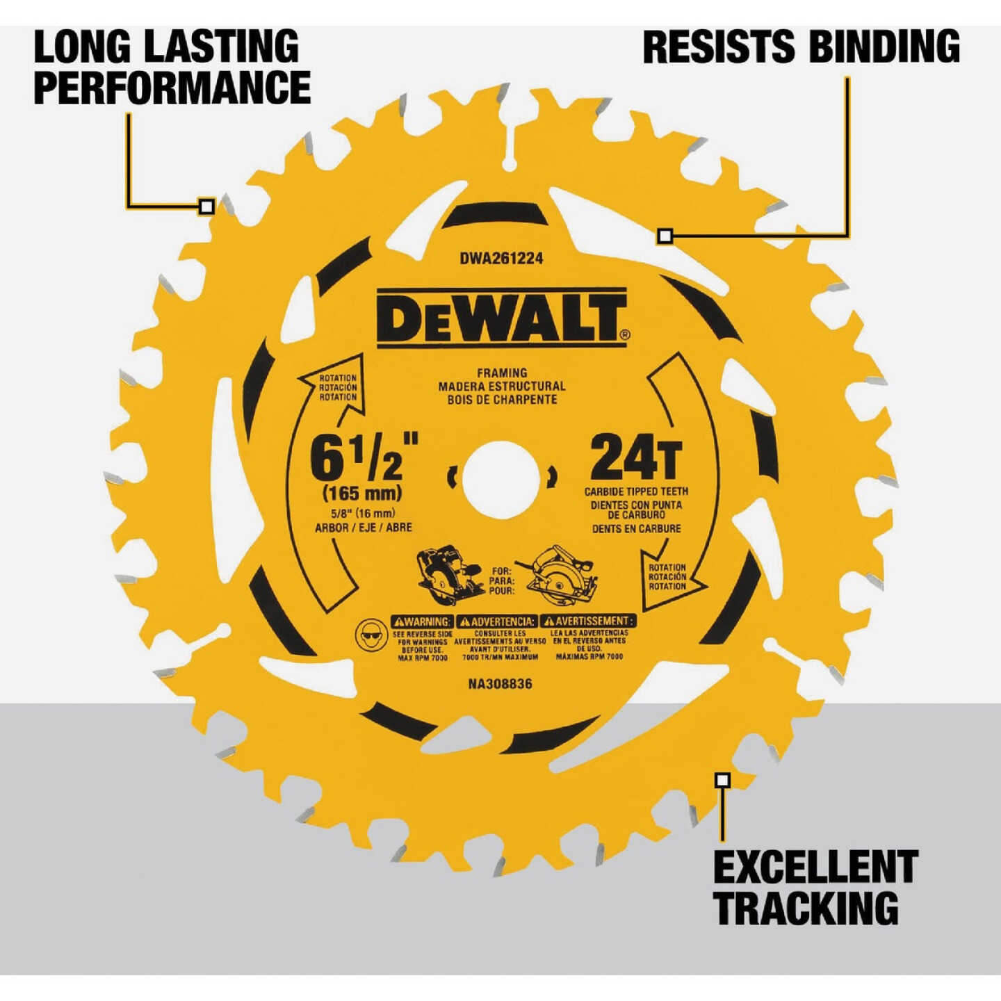 DEWALT 6-1/2 In. 24-Tooth Circular Saw Blade Image 3