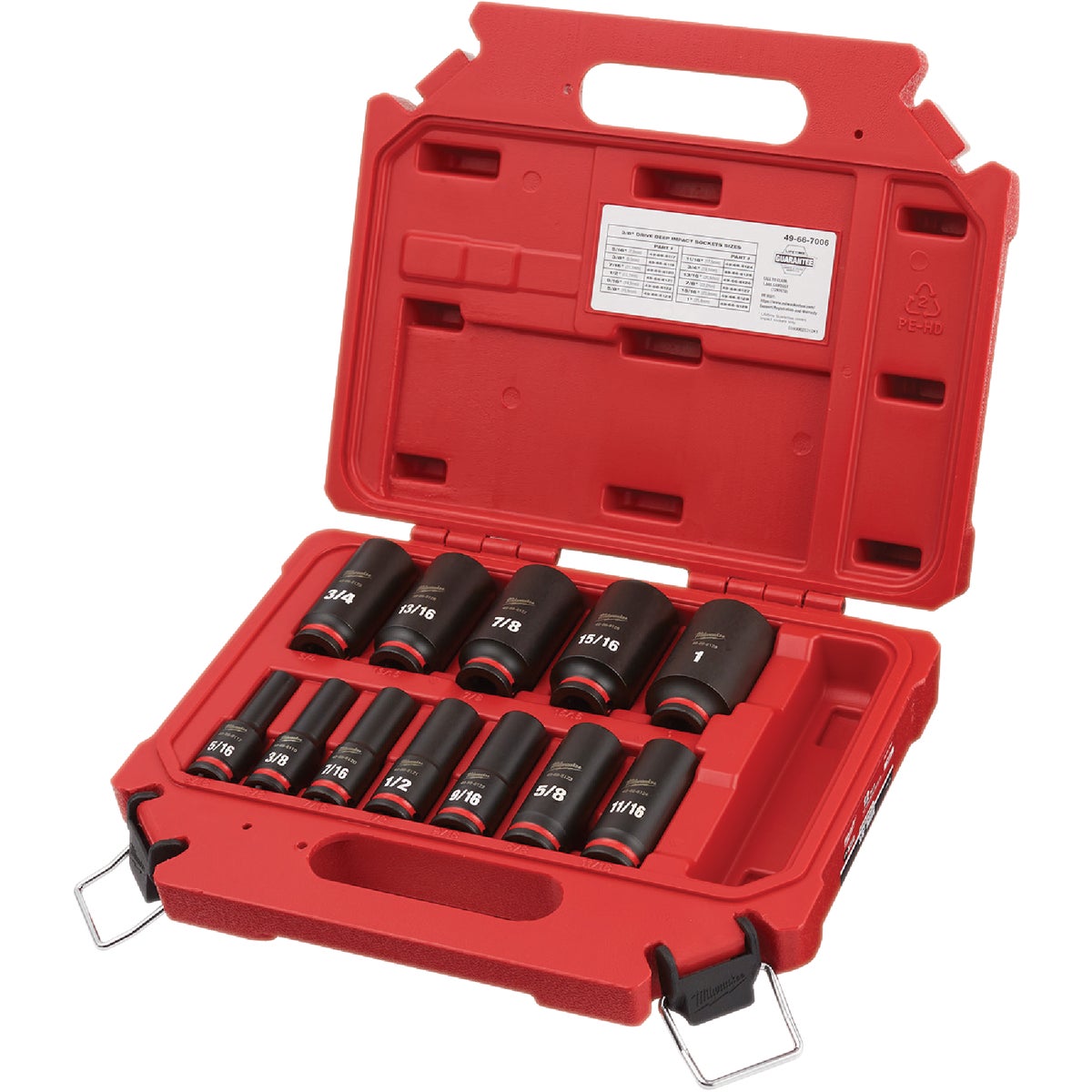 Milwaukee SHOCKWAVE Standard 3/8 In. Drive 6-Point Deep Impact Driver Set (12-Piece) Image 5