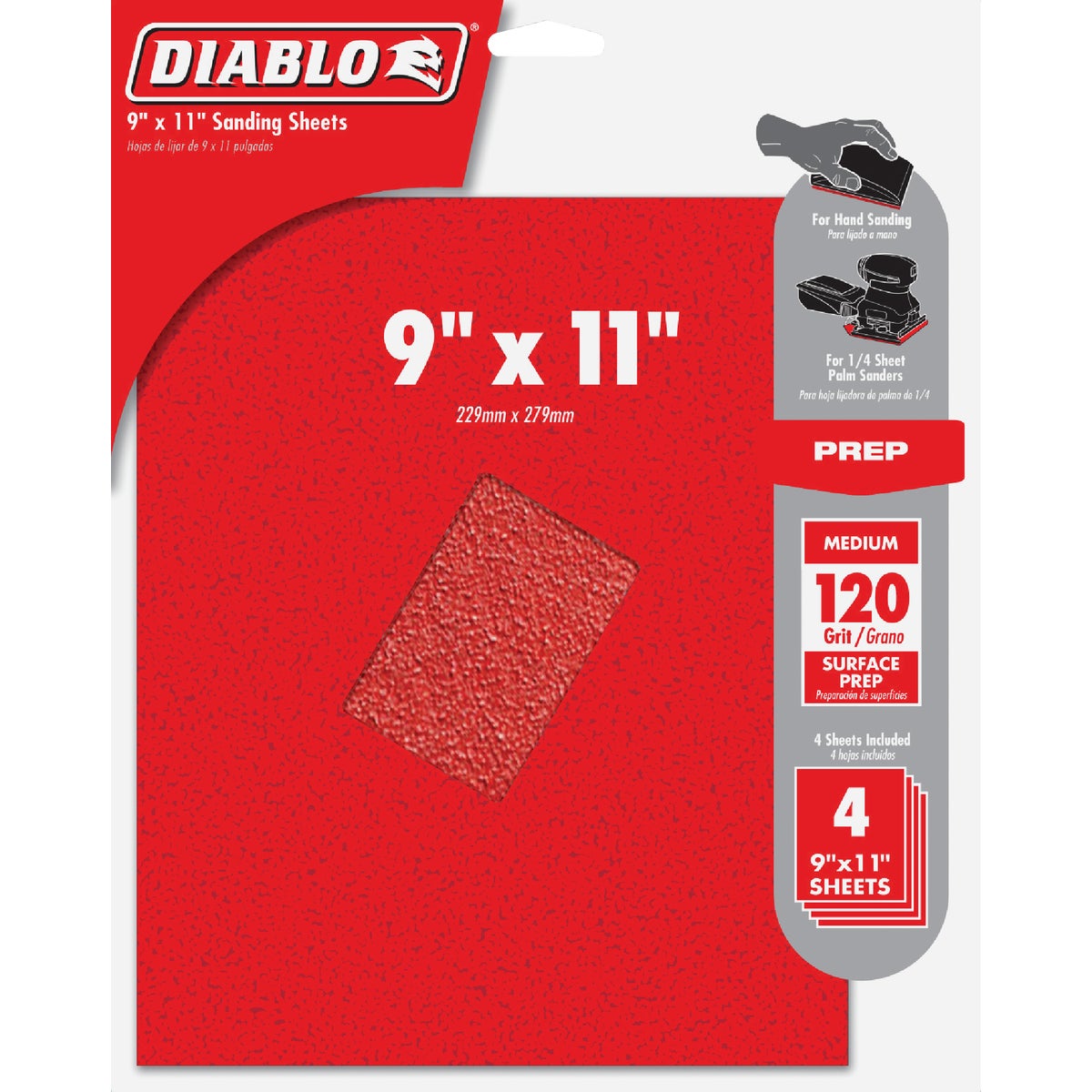 Diablo 9 In. x 11 In. 120 Grit Medium Sandpaper (4-Pack) Image 1
