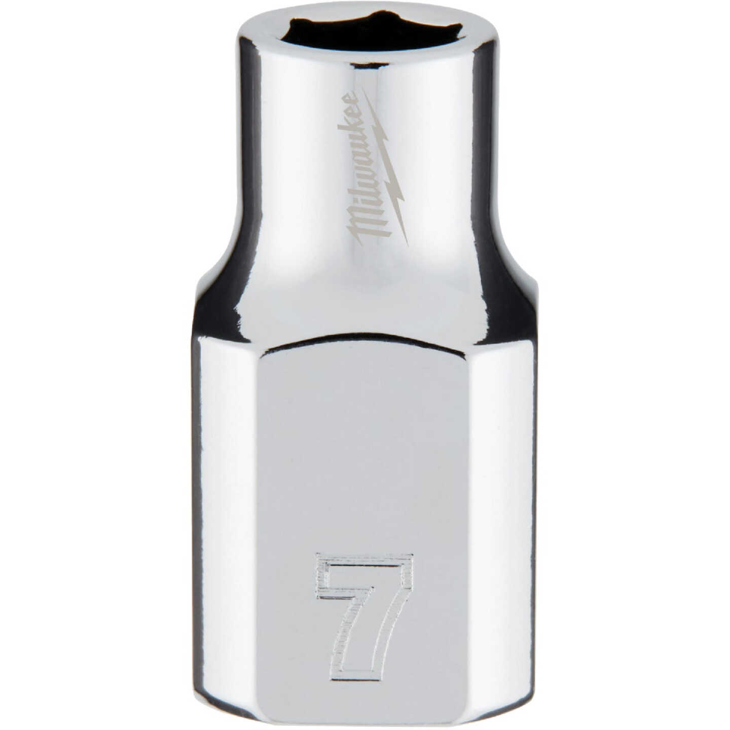 Milwaukee 3/8 In. Drive 7 mm 6-Point Shallow Metric Socket with FOUR FLAT Sides Image 1