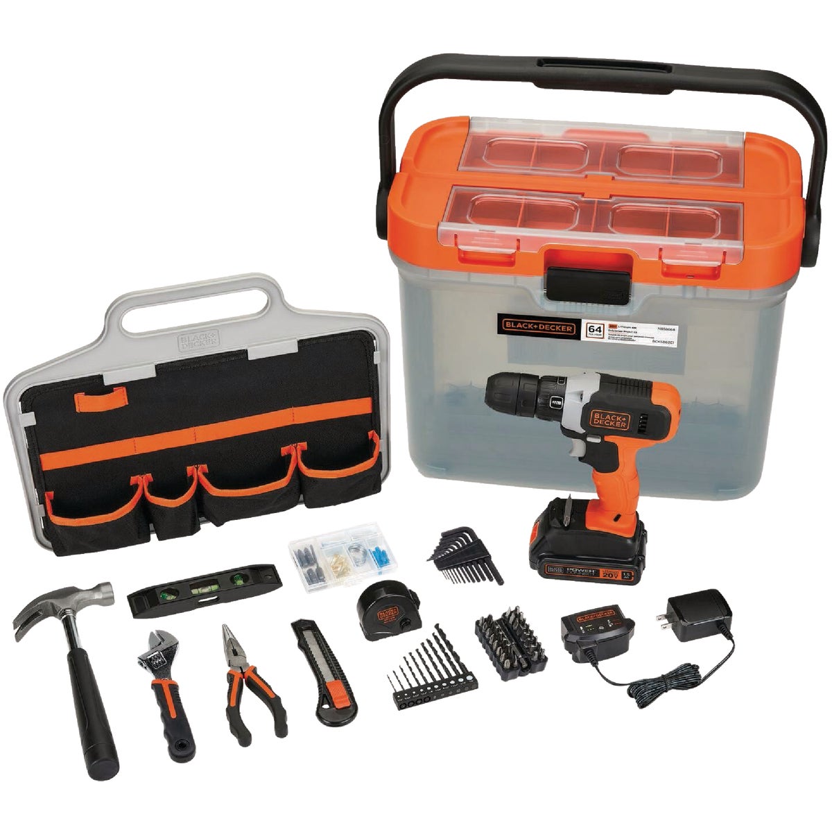 Black & Decker 20V MAX Cordless Drill/Driver & Project Kit (63-Piece)