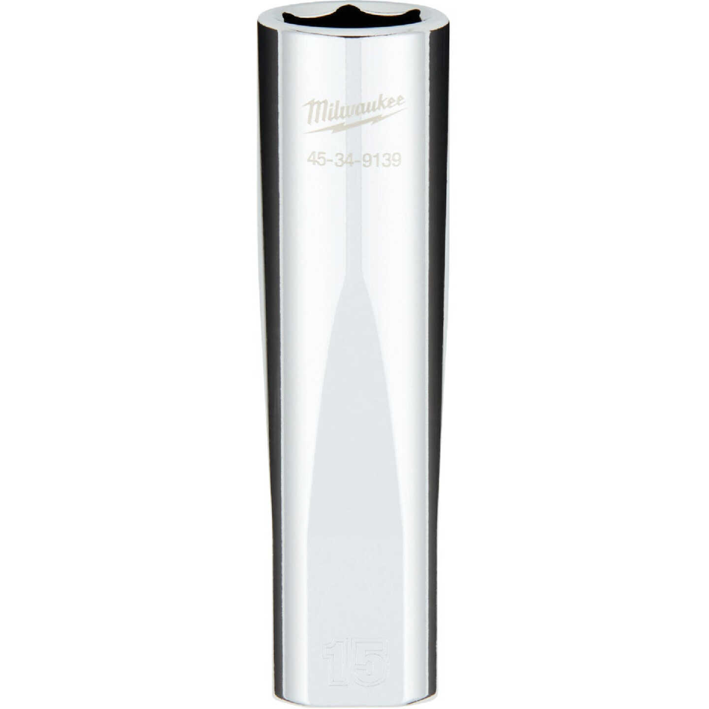 Milwaukee 1/2 In. Drive 15 mm 6-Point Deep Metric Socket with FOUR FLAT Sides Image 1