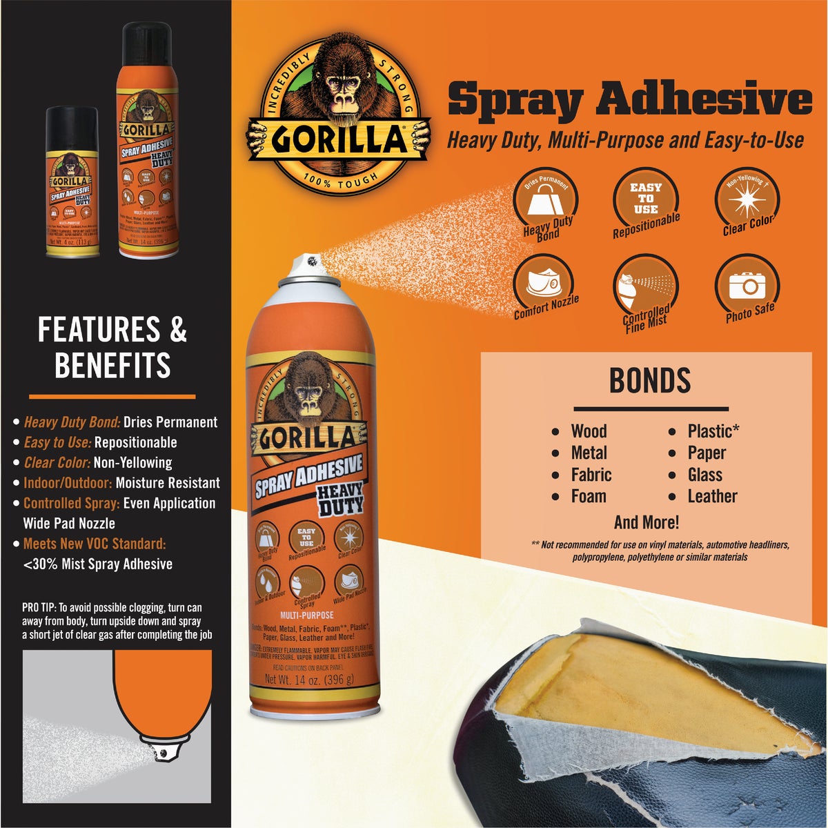 Gorilla 4 Oz. Heavy-Duty Multi-Purpose Spray Adhesive Image 4