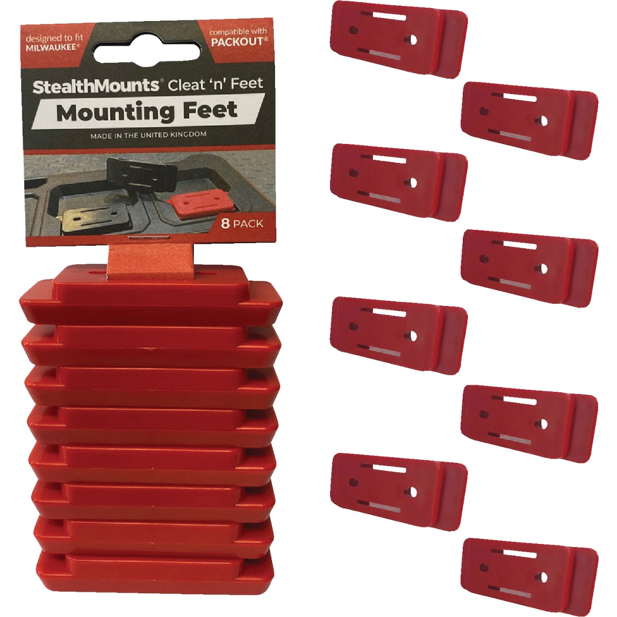 StealthMounts Adapter Feet Compatible with Milwaukee PACKOUT (8-Pack)