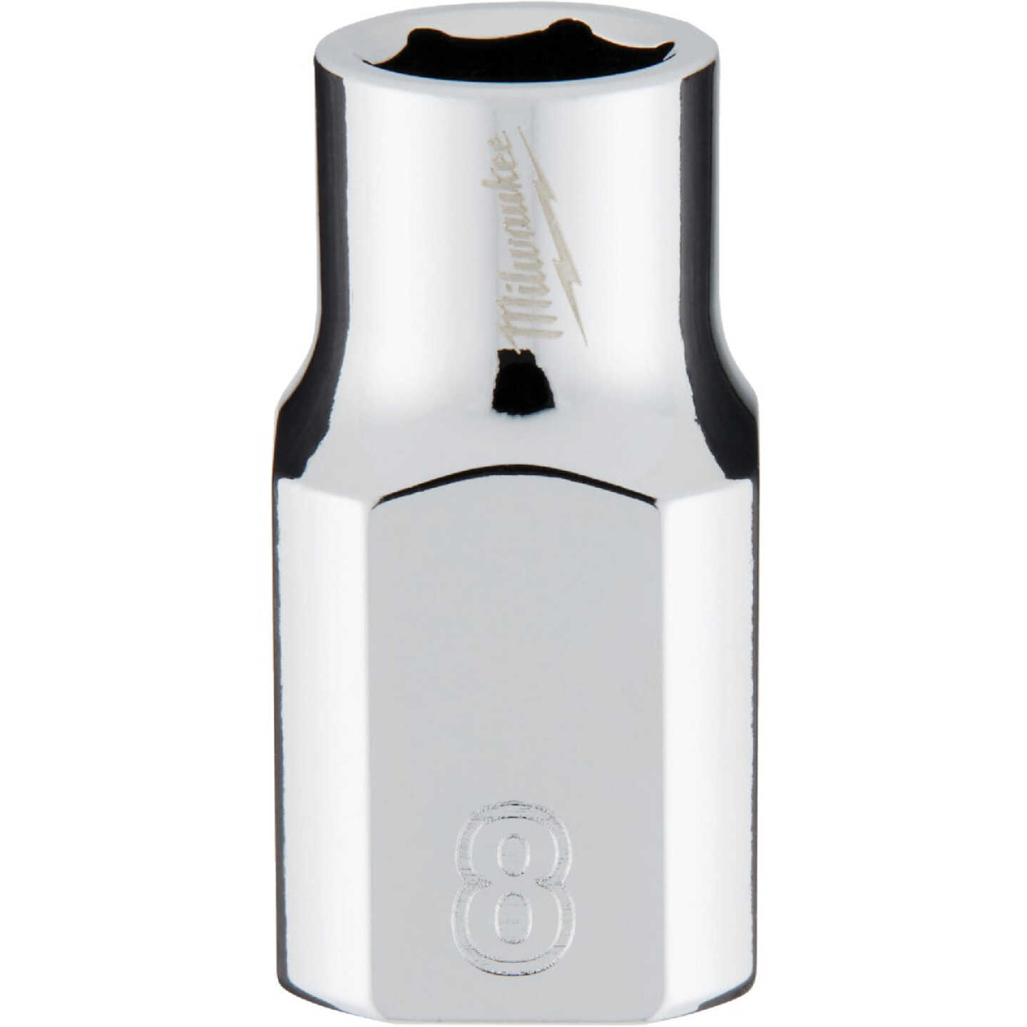 Milwaukee 3/8 In. Drive 8 mm 6-Point Shallow Metric Socket with FOUR FLAT Sides Image 1