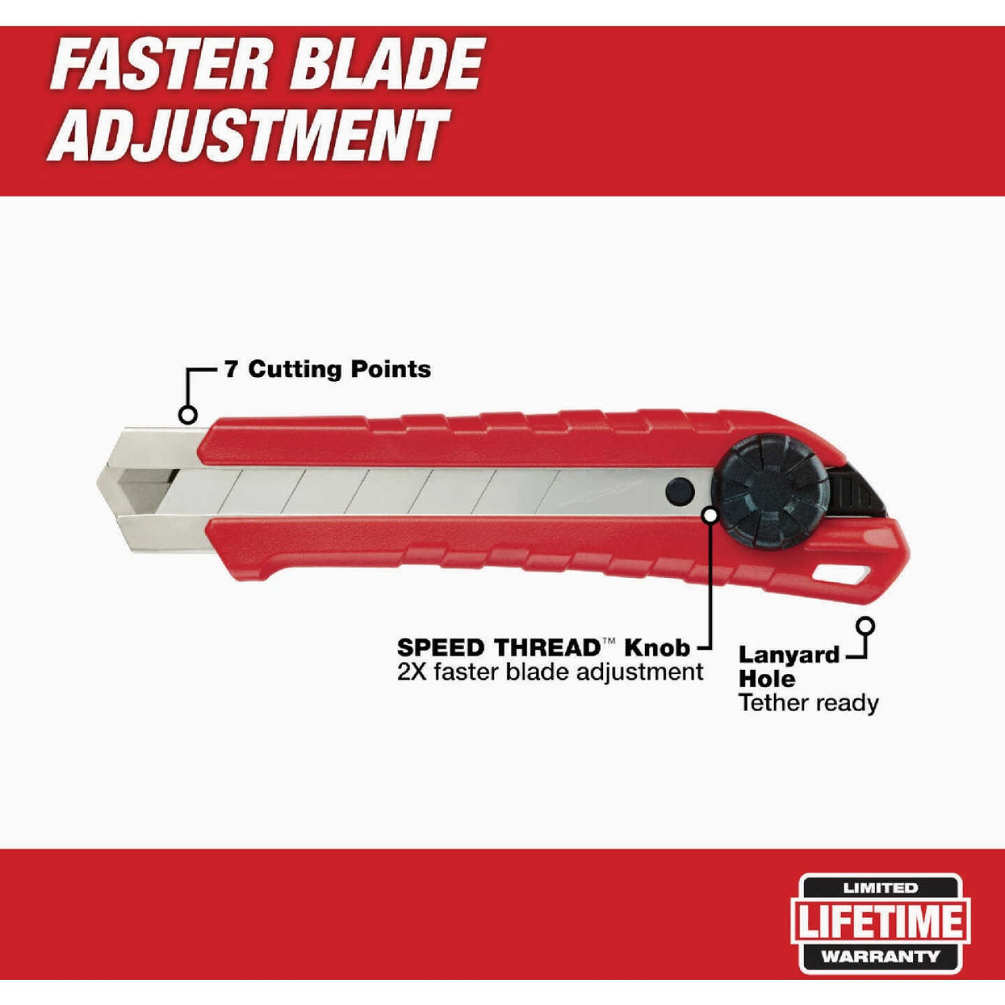 Milwaukee 25mm 7-Point Snap Off Knife Image 3