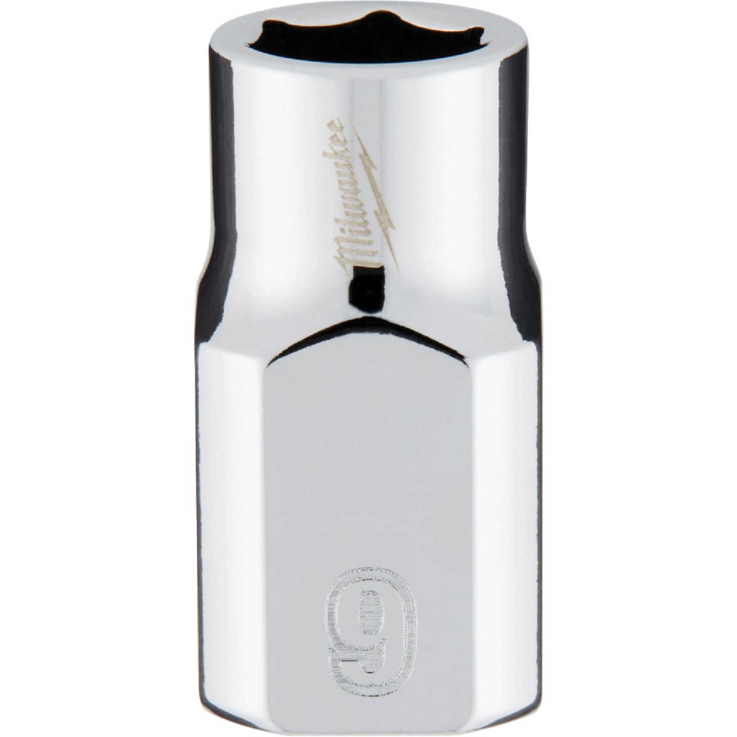 Milwaukee 3/8 In. Drive 9 mm 6-Point Shallow Metric Socket with FOUR FLAT Sides Image 1