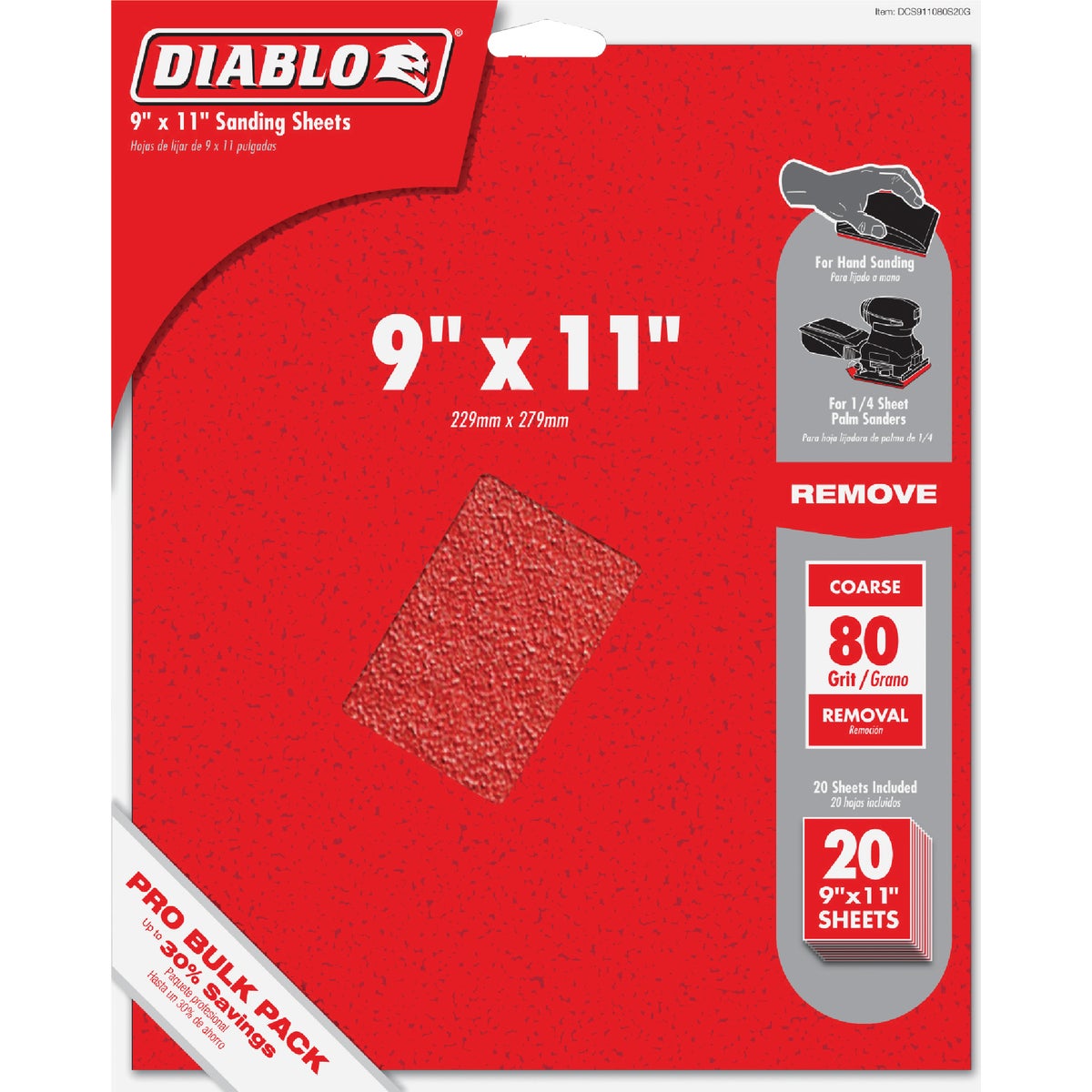 Diablo 9 In. x 11 In. 80 Grit Coarse Sandpaper (20-Pack) Image 1
