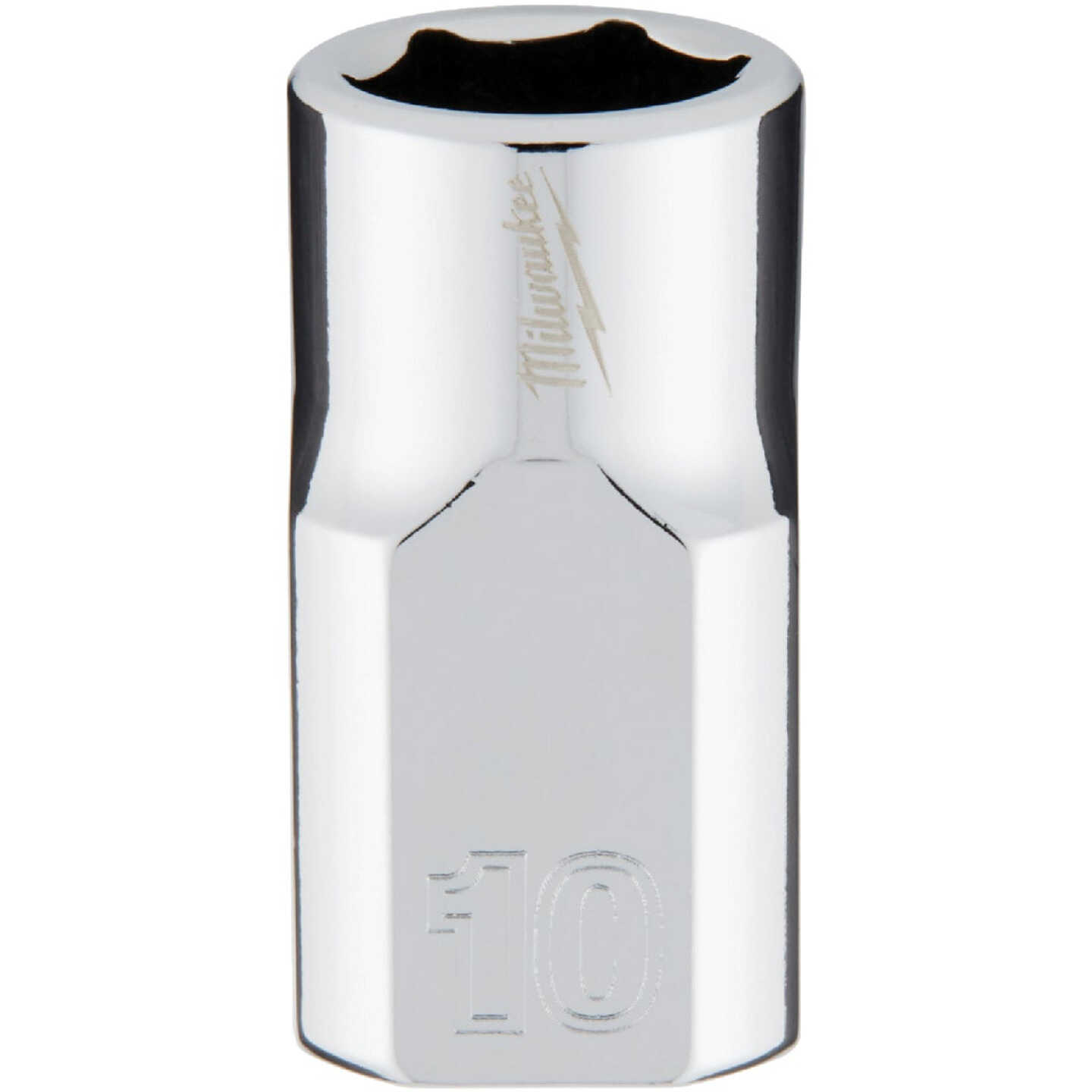 Milwaukee 3/8 In. Drive 10 mm 6-Point Shallow Metric Socket with FOUR FLAT Sides Image 1