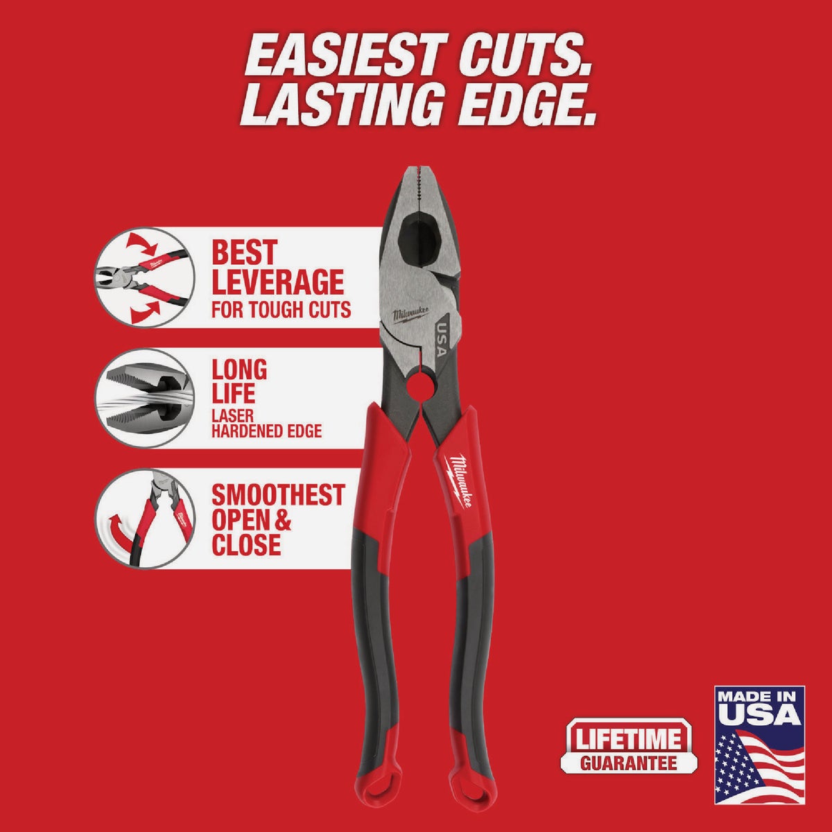 Milwaukee 9 In. Comfort Grip Linesman Pliers with Thread Cleaner Image 2