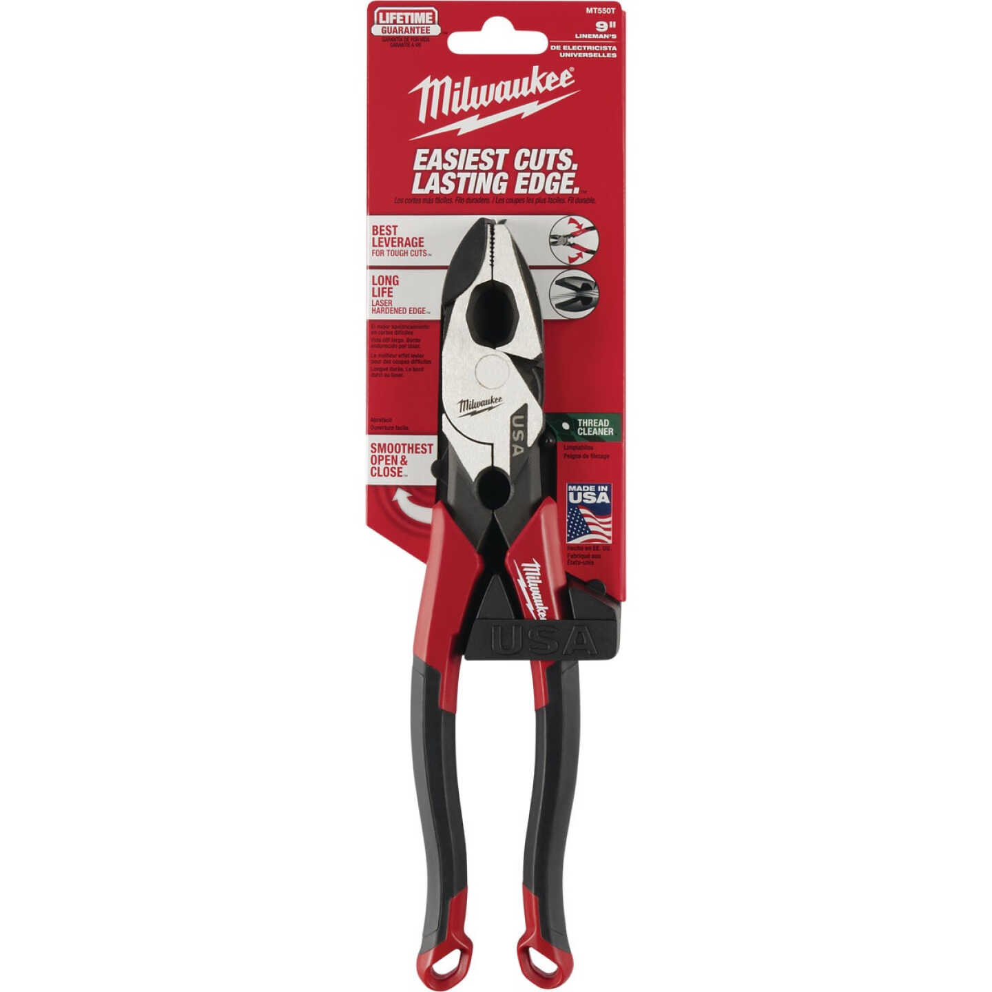 Milwaukee 9 In. Comfort Grip Linesman Pliers with Thread Cleaner Image 7